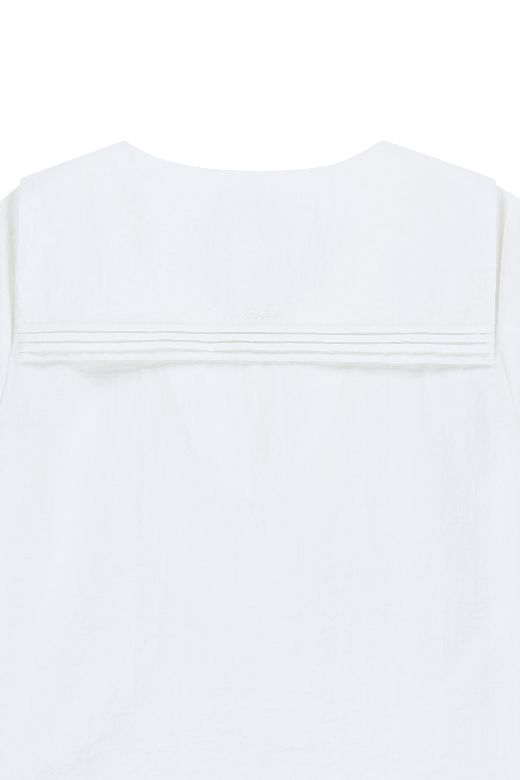 W Pin Tuck Sailor Half Sleeve Shirt White