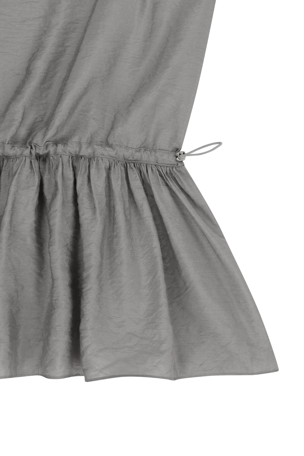 W Shirring Sleeveless Dress Gray