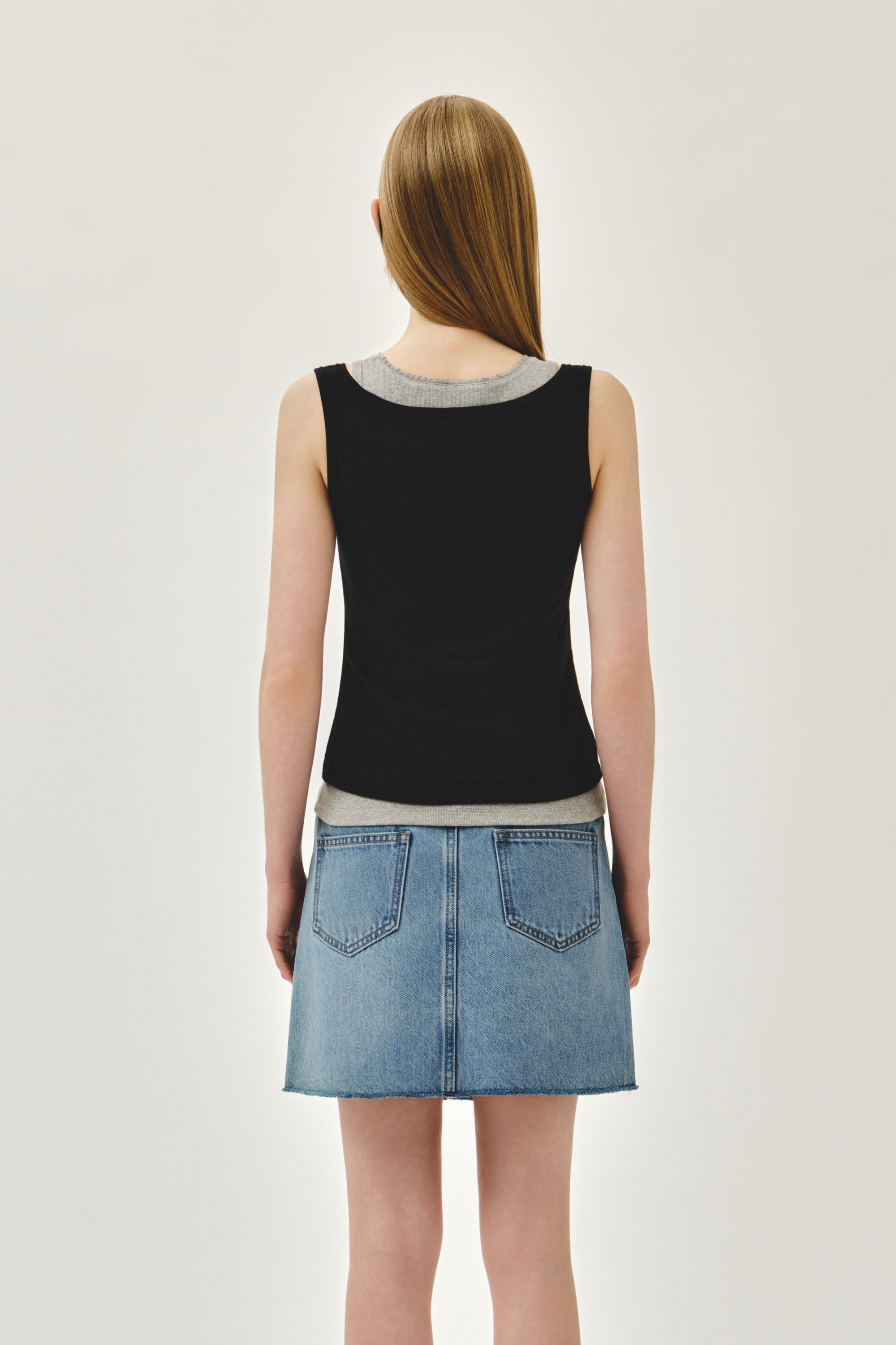 W Layered Sleeveless Black