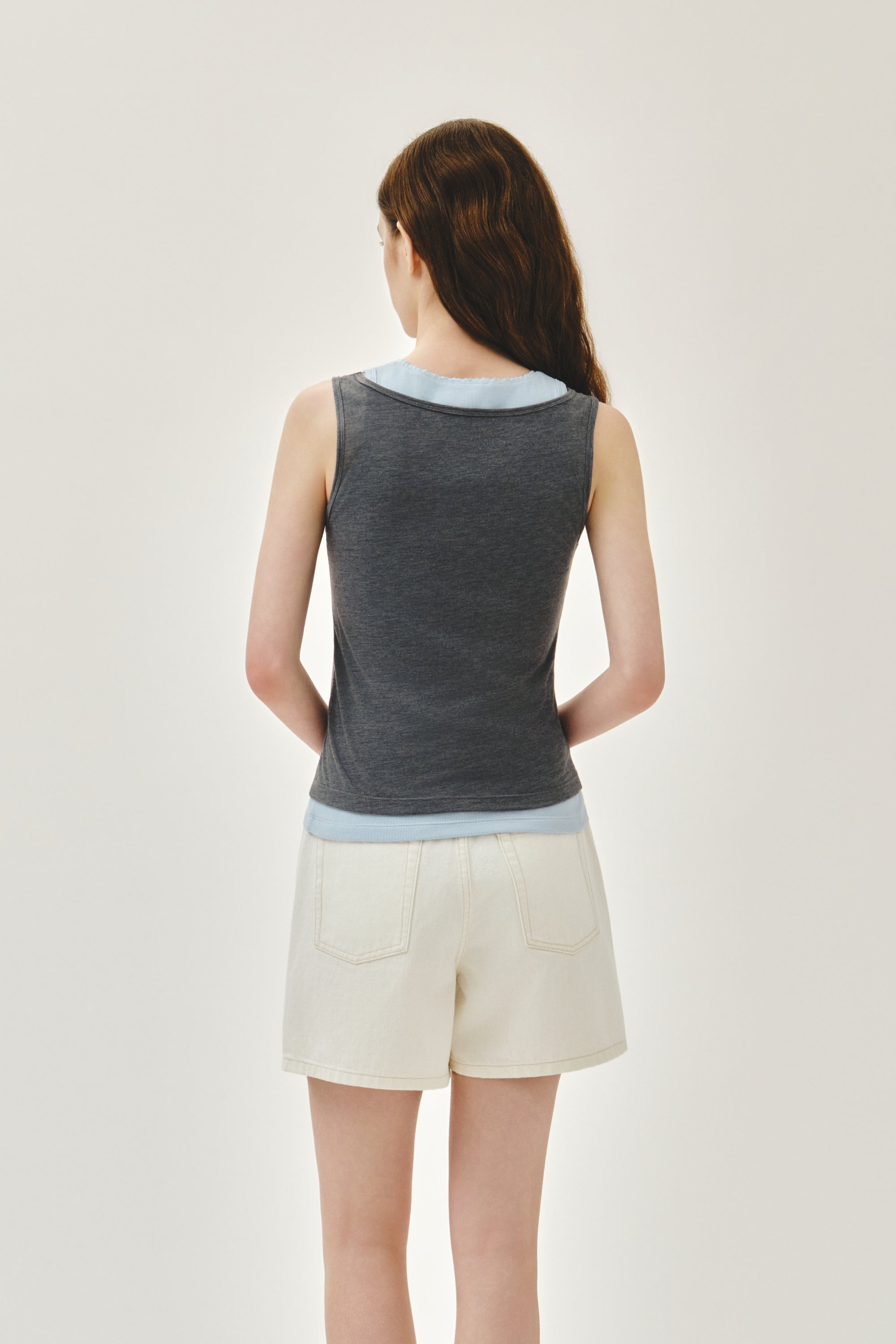 W Layered Sleeveless Heather Charcoal