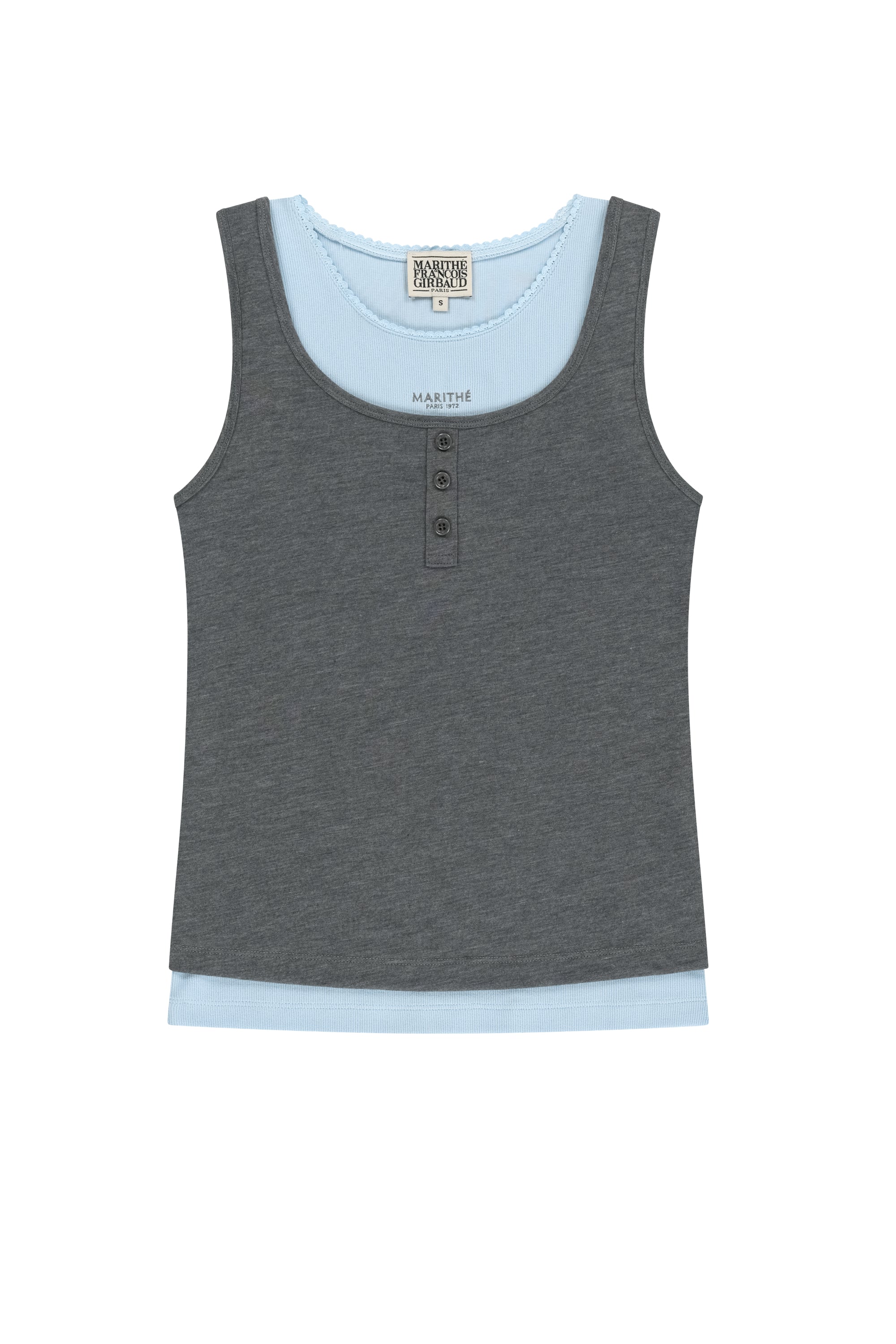 W Layered Sleeveless Heather Charcoal
