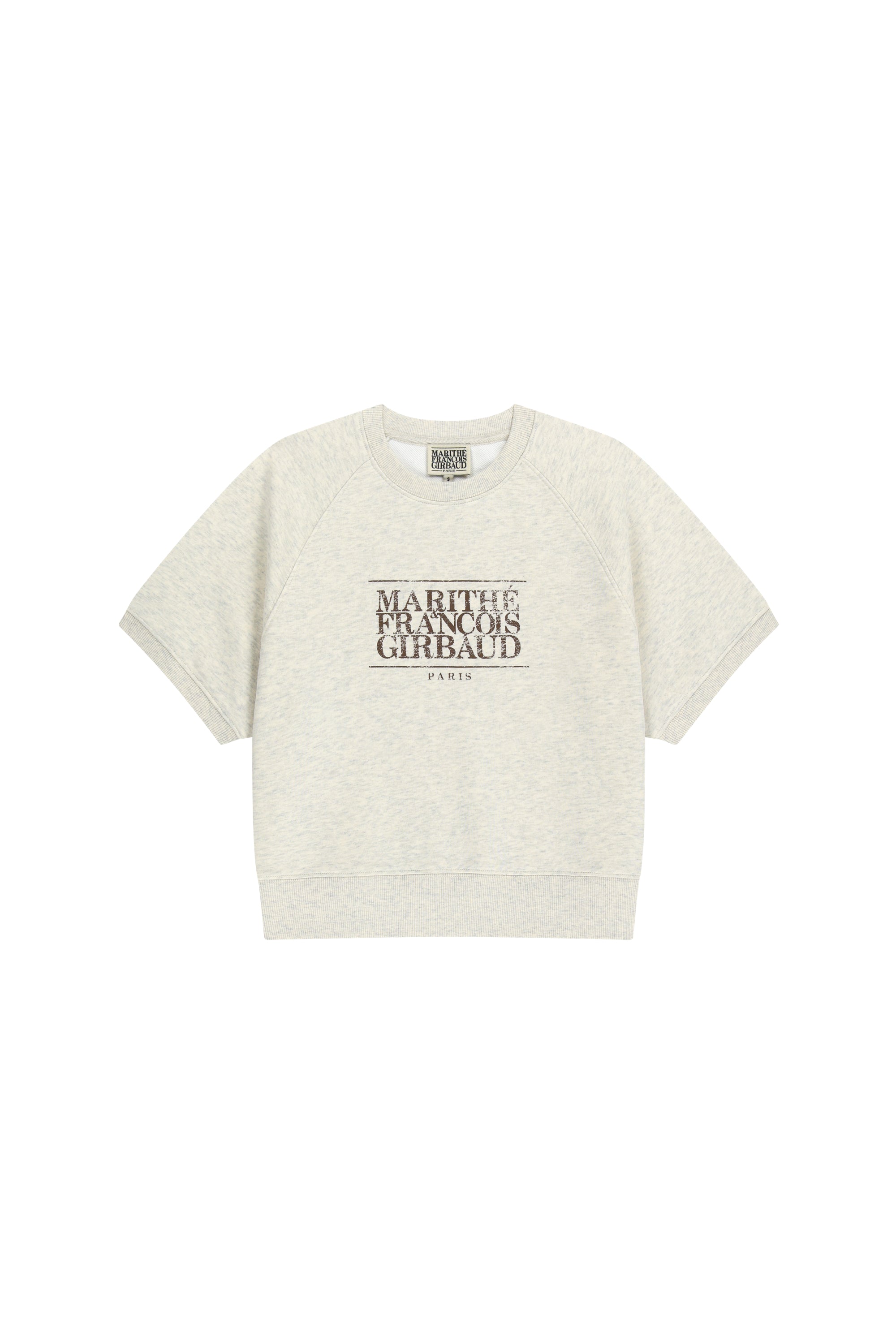 W Vintage Classic Logo Half Sweatshirt Oatmeal