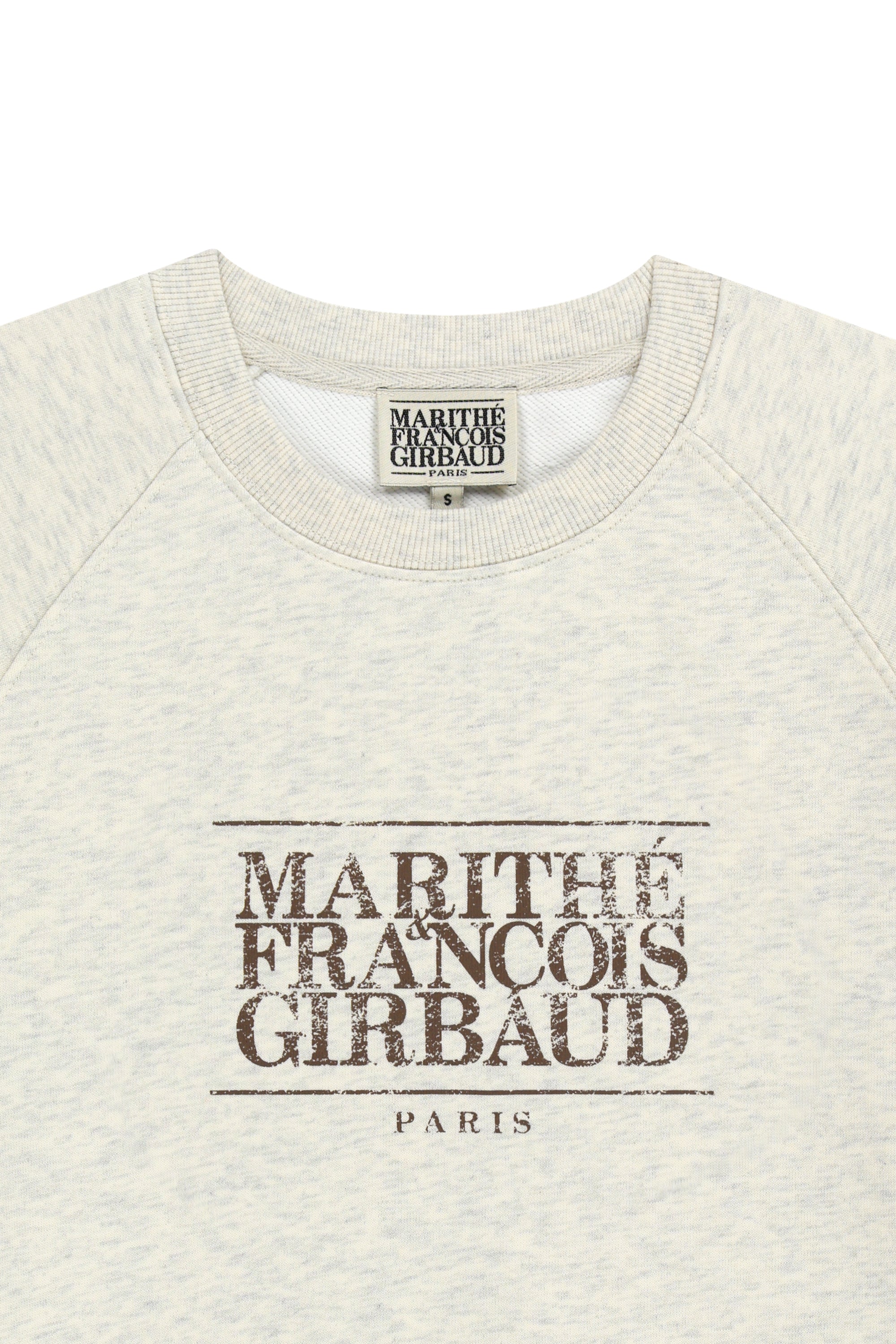 W Vintage Classic Logo Half Sweatshirt Oatmeal
