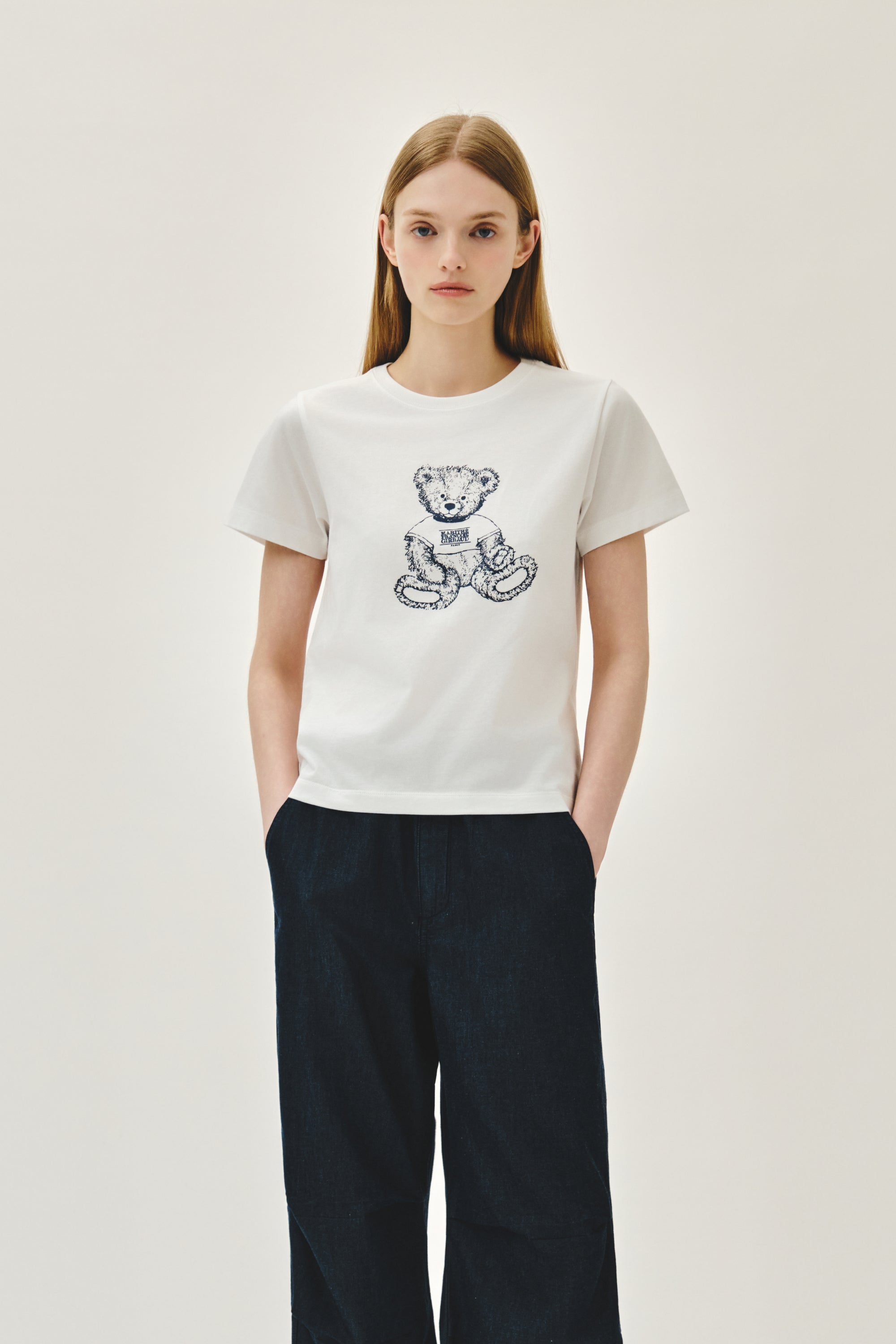 W Doodle Bear Tee White