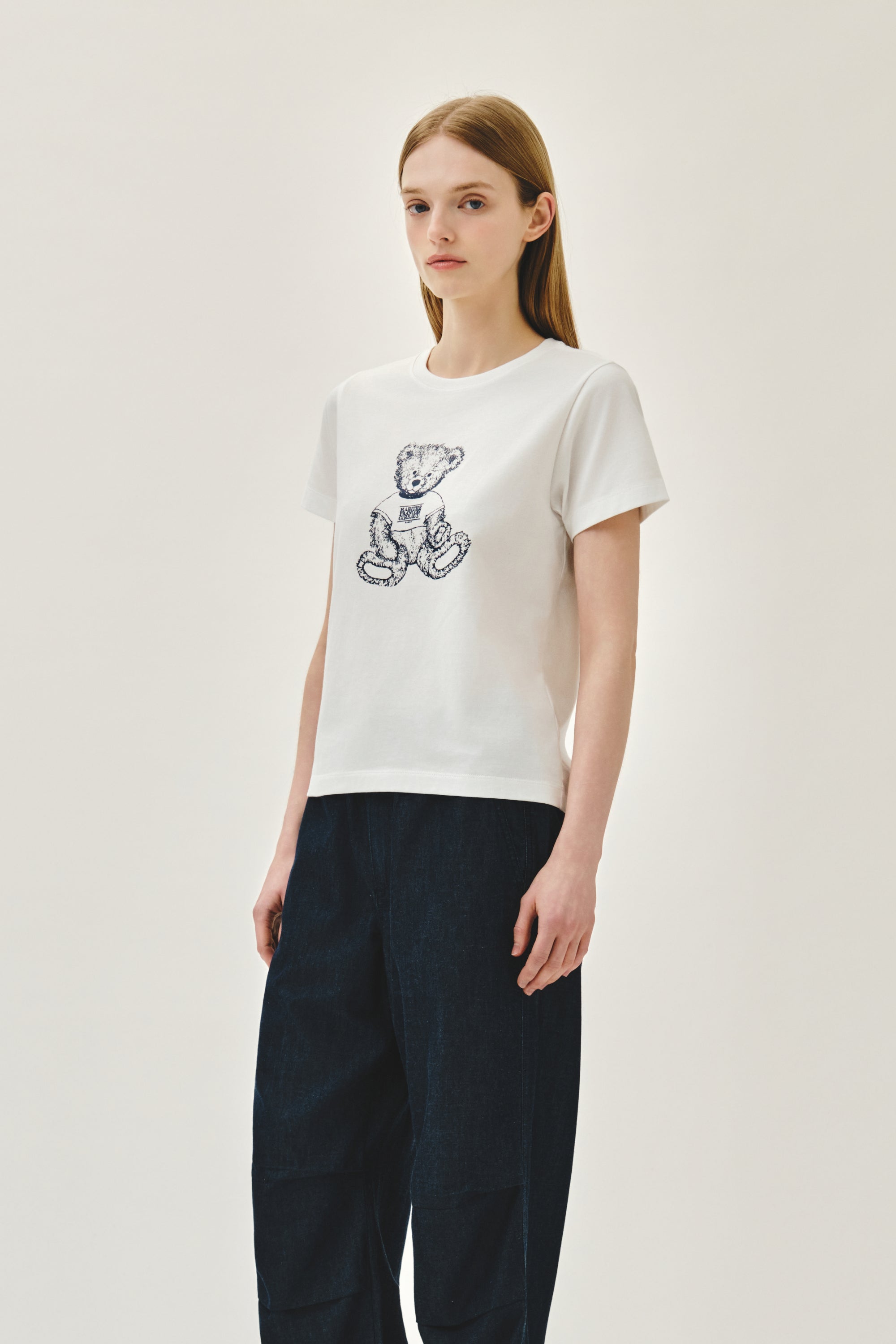 W Doodle Bear Tee White