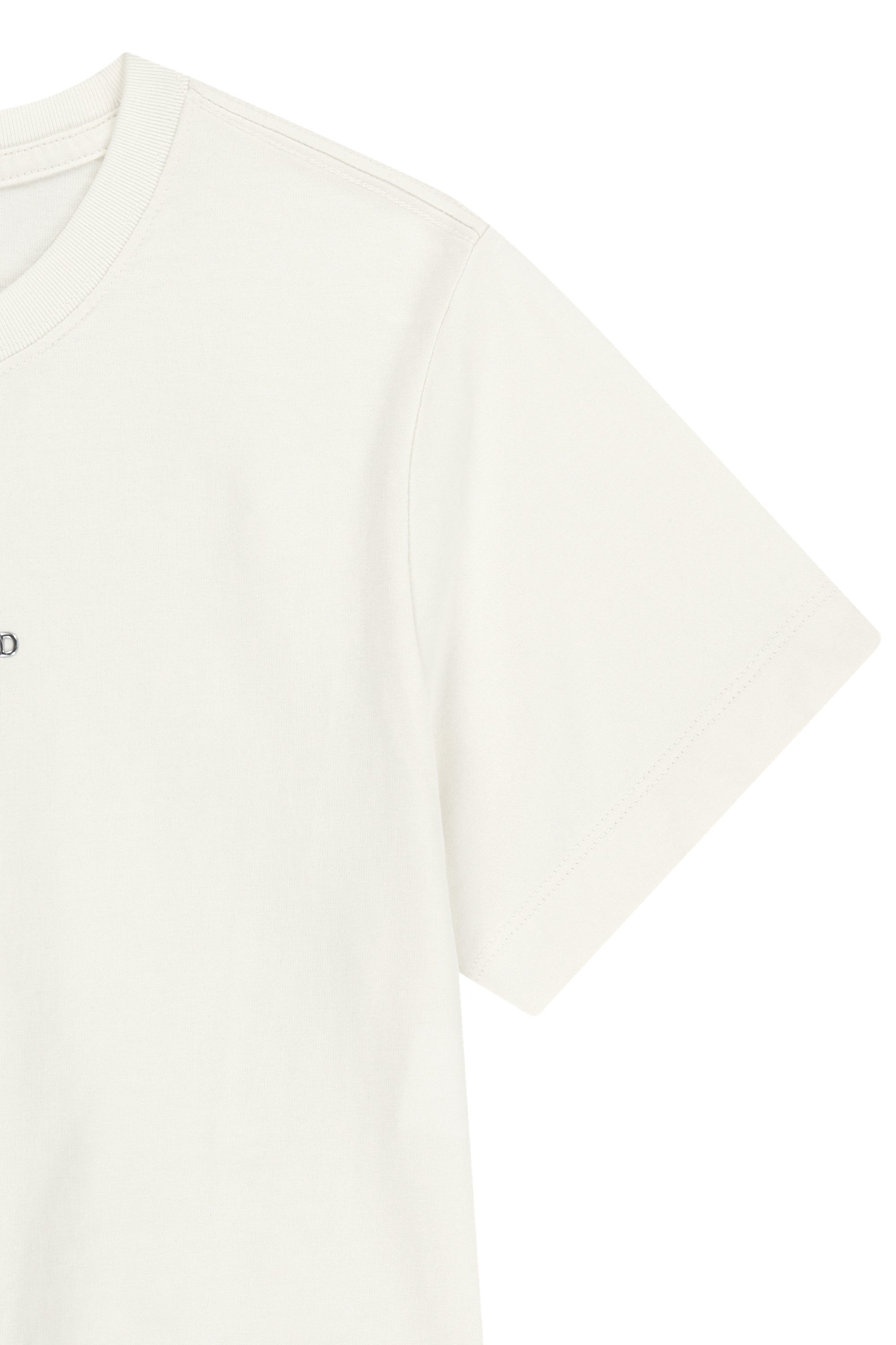 W Silver Lettering Crop Tee Ivory