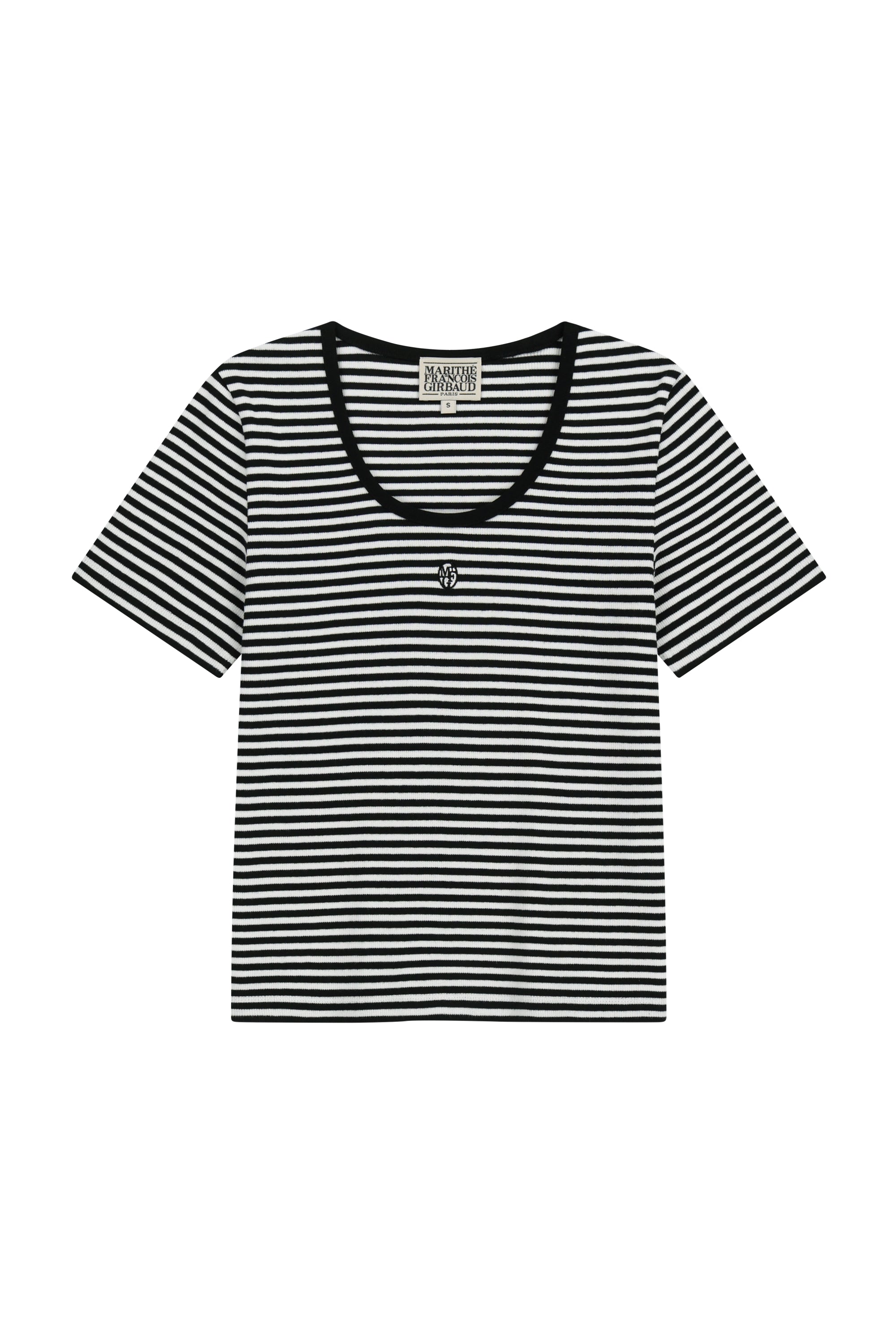 W Deep Neck Ringer Tee Black