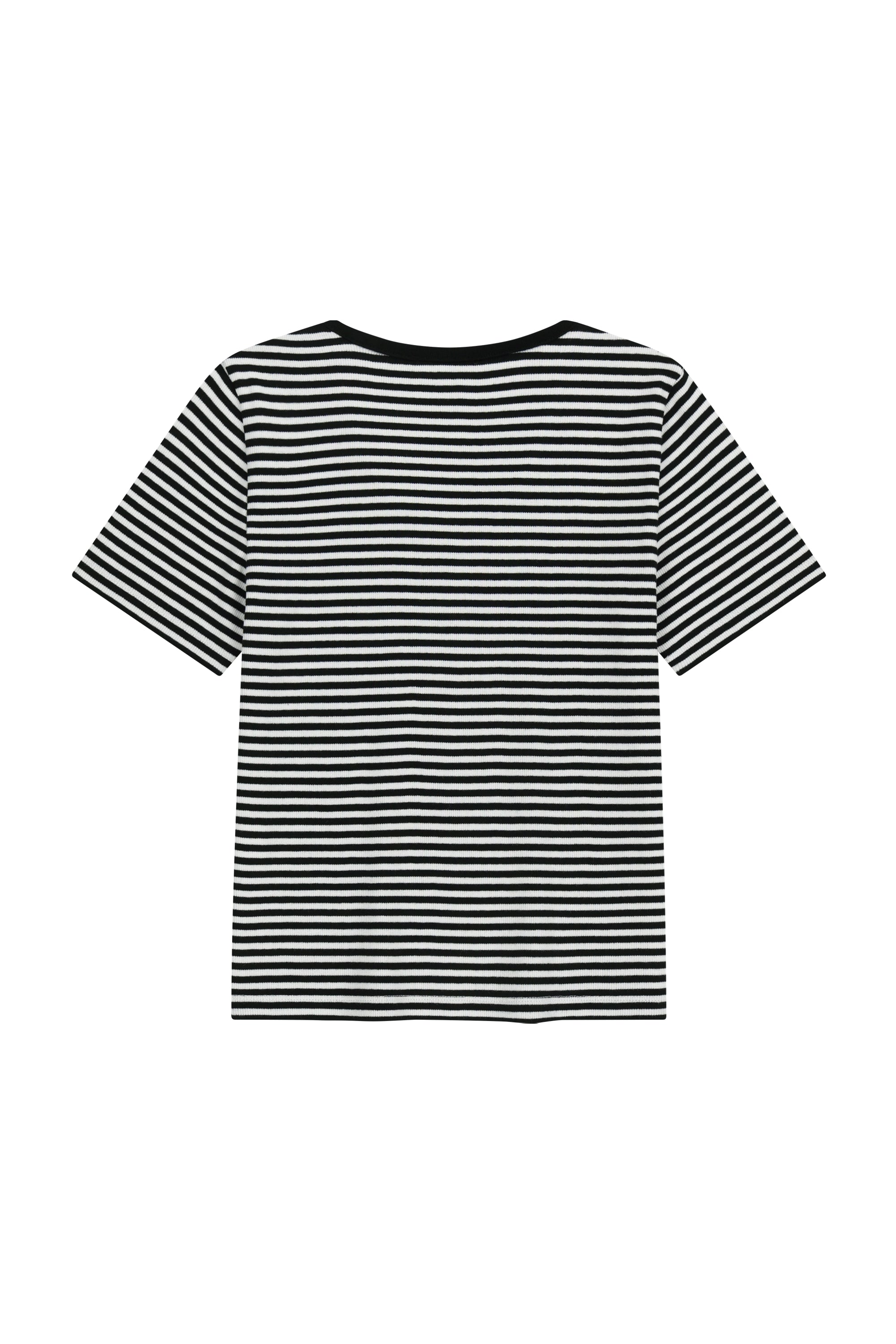 W Deep Neck Ringer Tee Black
