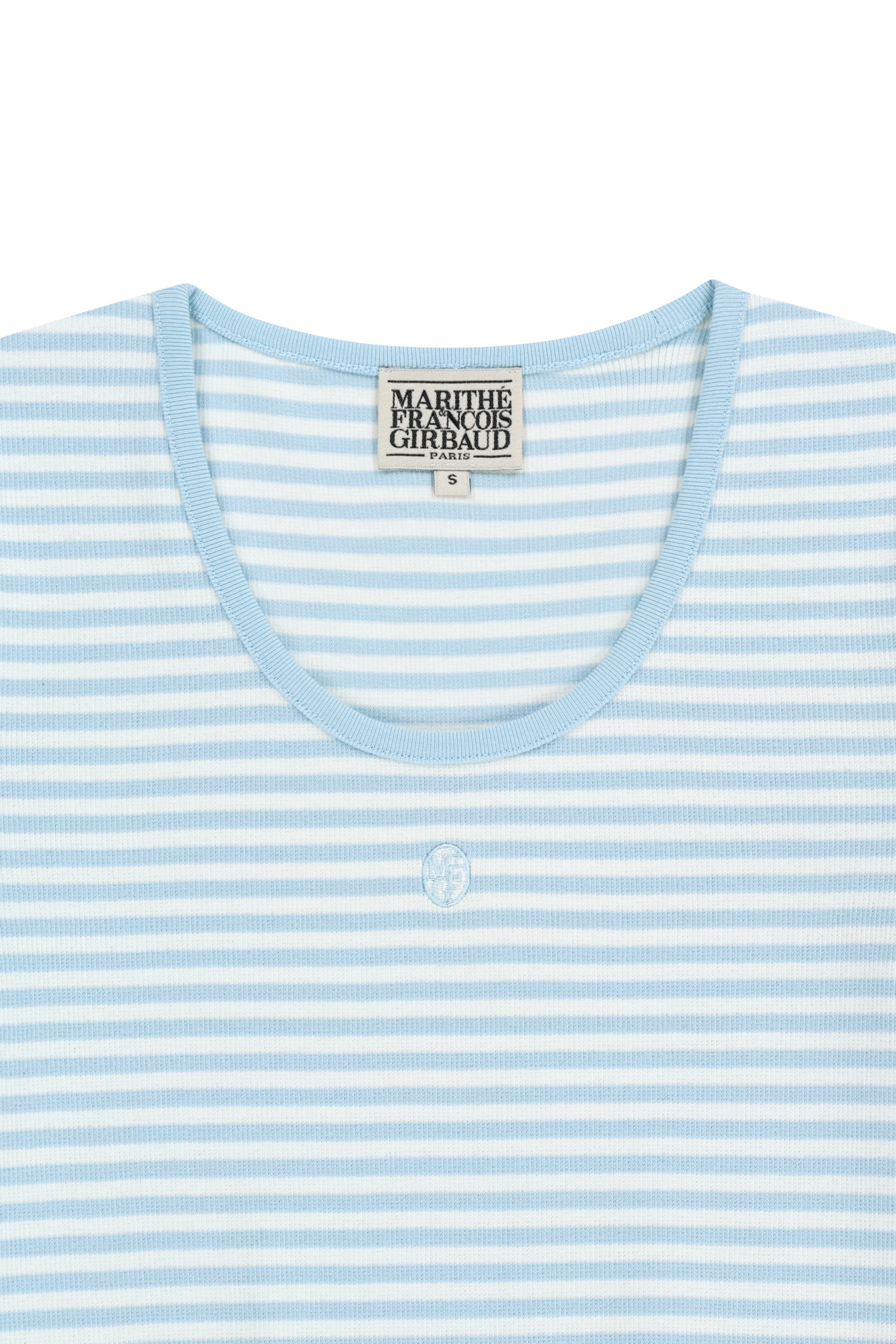 W Deep Neck Ringer Tee Sky Blue