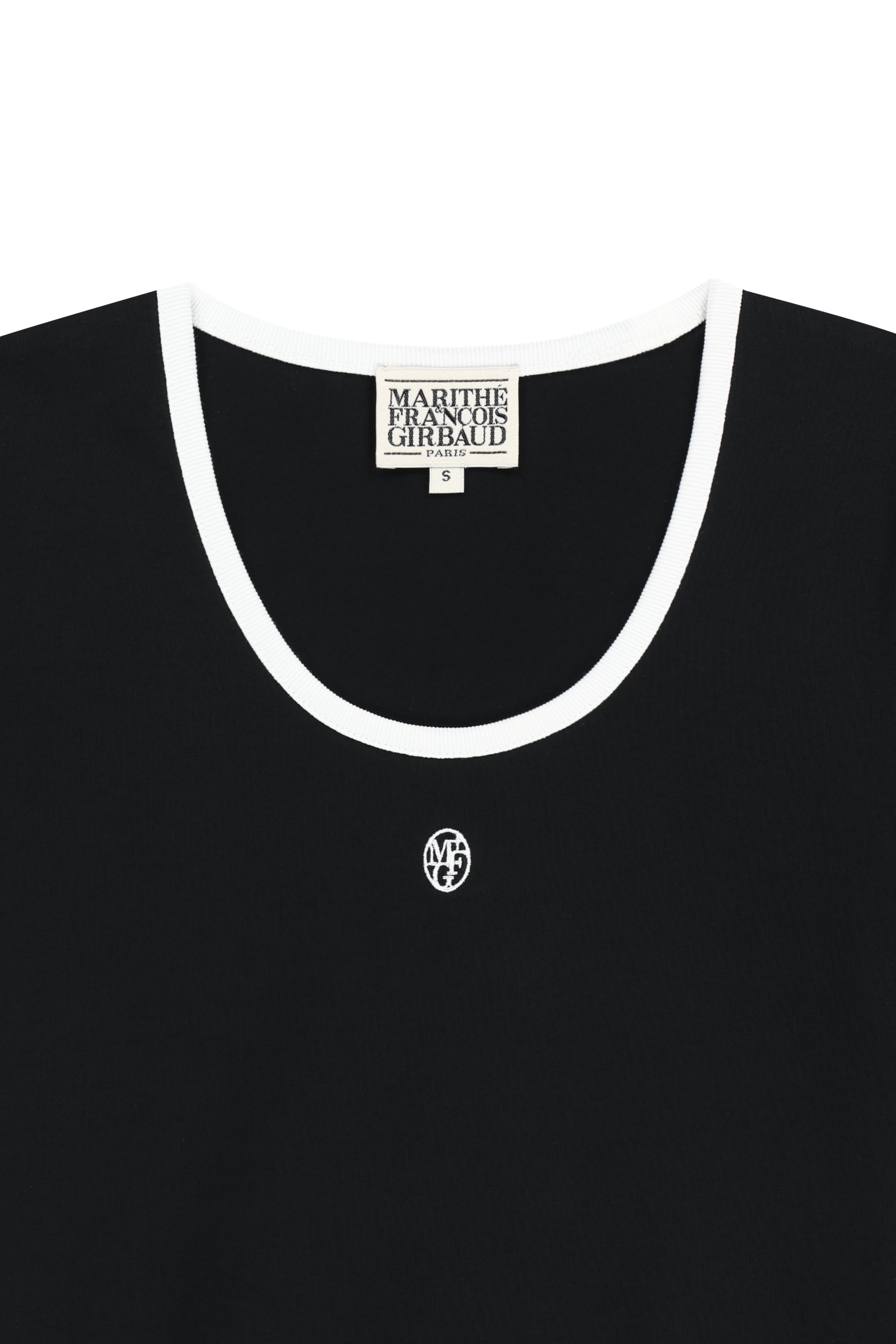 W Deep Neck Ringer Tee White / Black