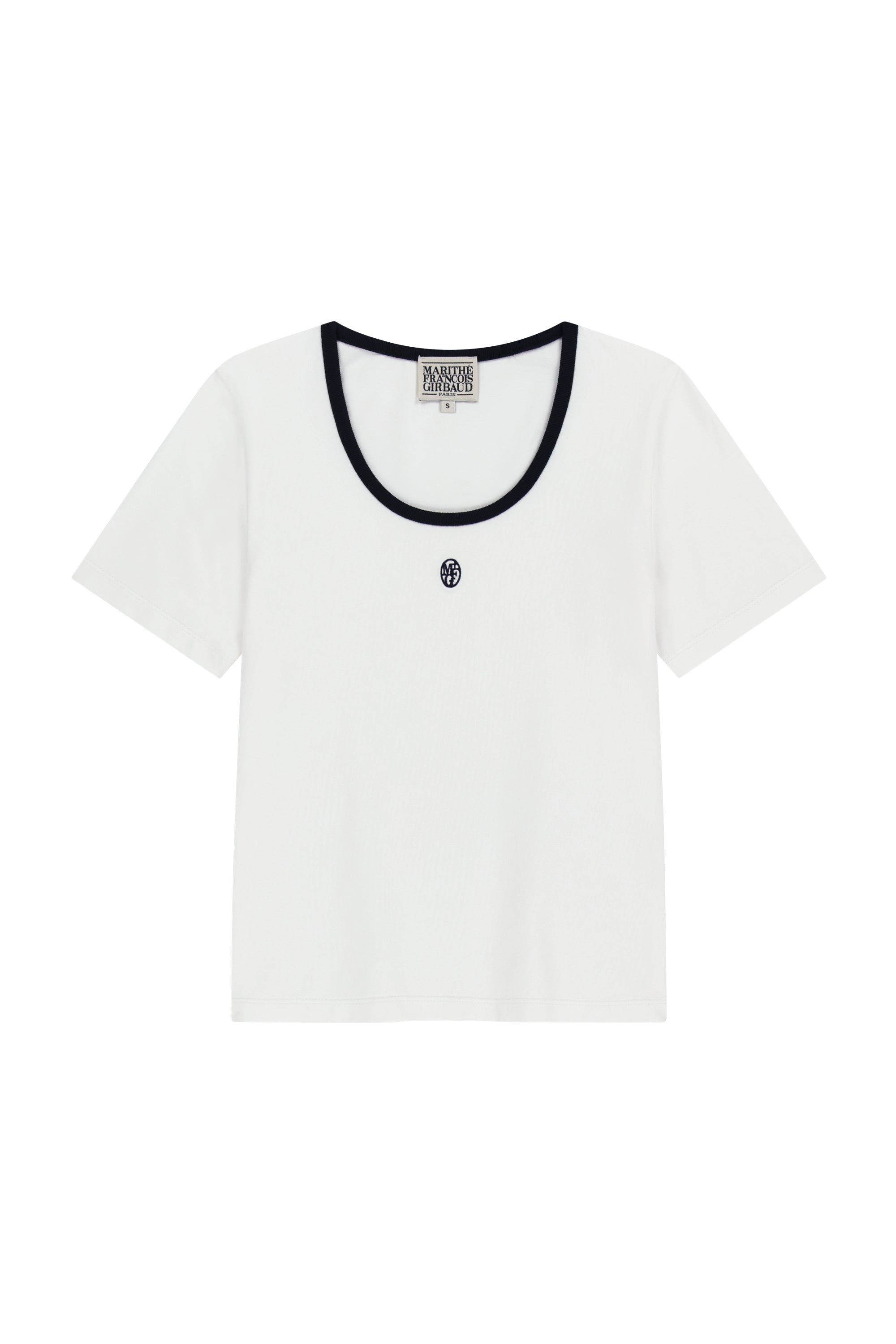 W Deep Neck Ringer Tee White