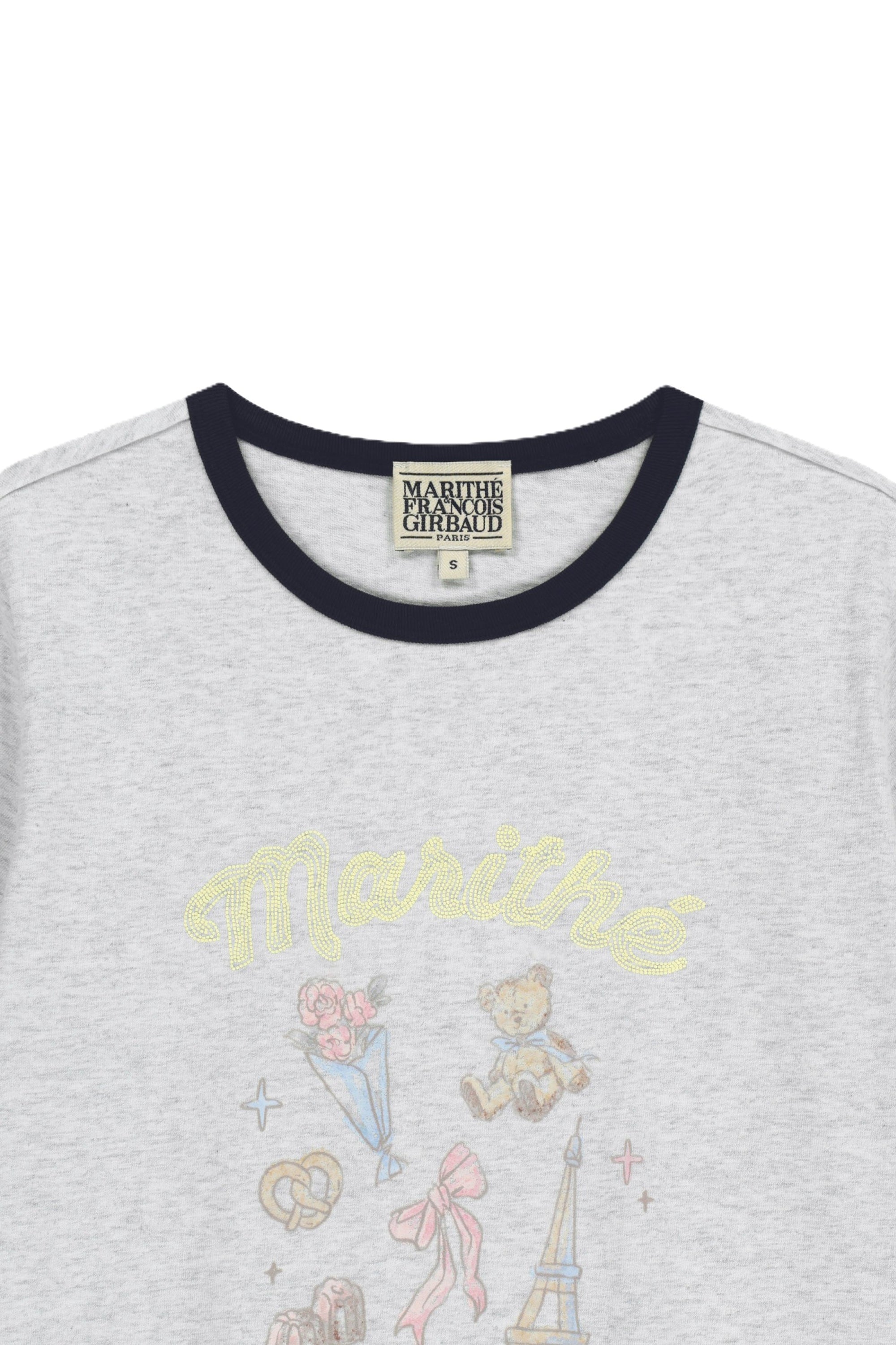 W Paris Graphic Ringer Tee Light Heather Gray