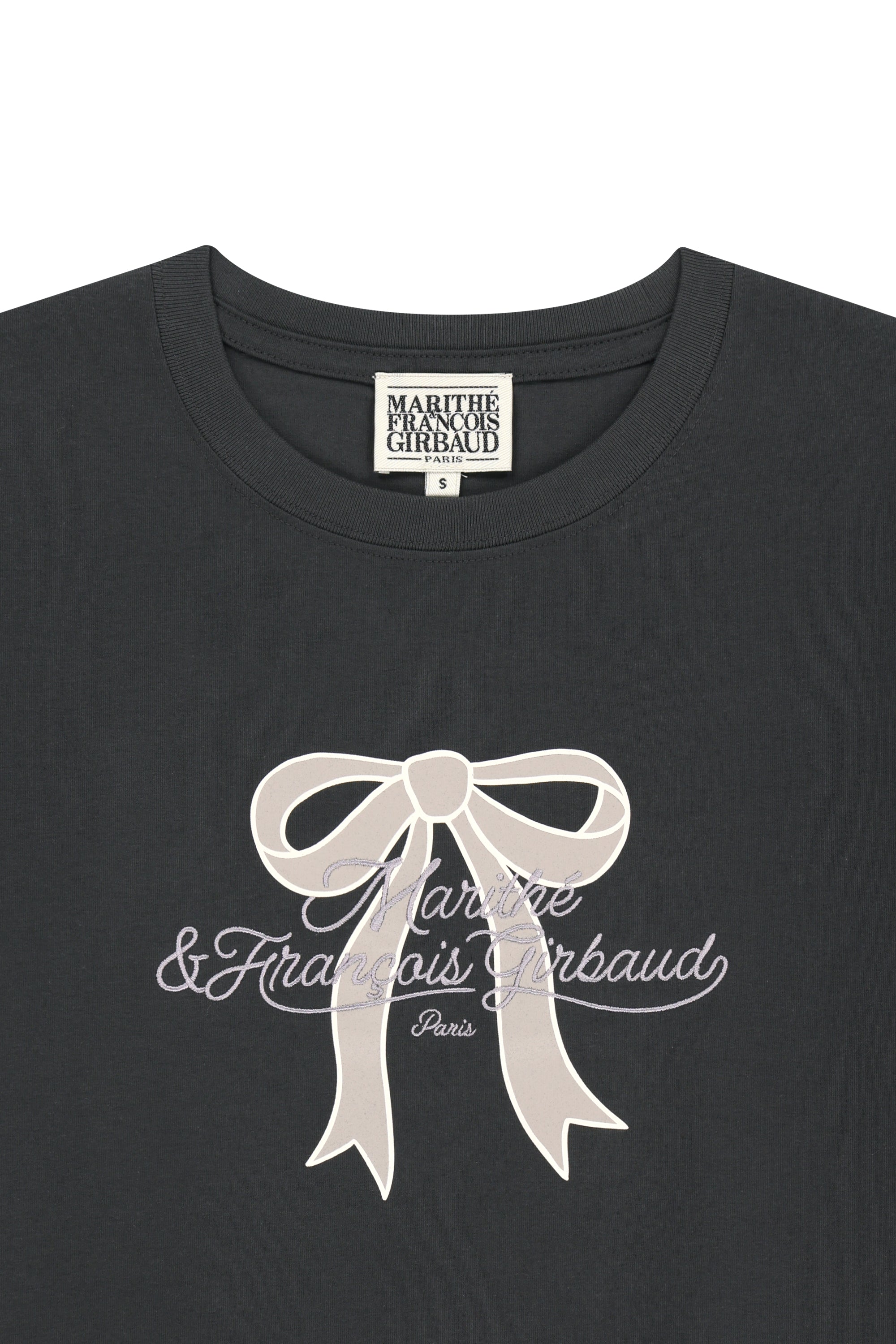 W Sorona Cool Ribbon Graphic Crop Tee Charcoal