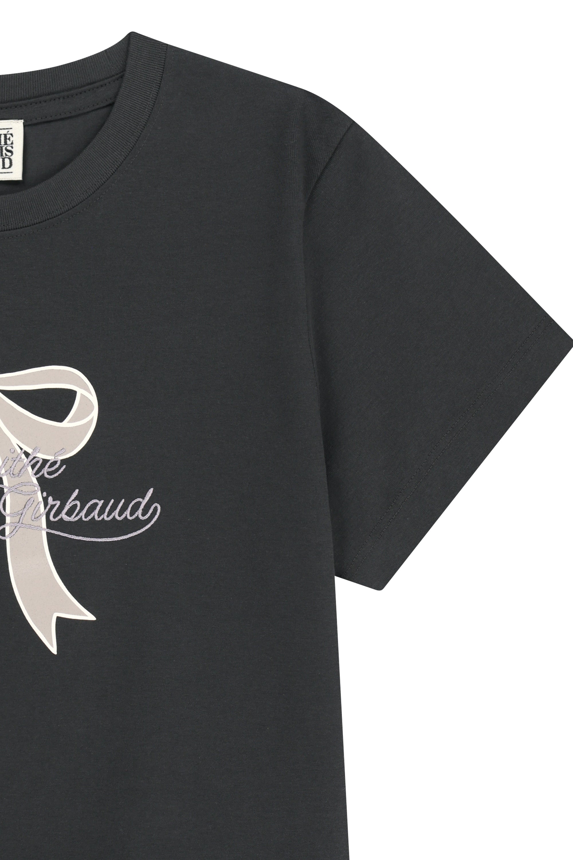 W Sorona Cool Ribbon Graphic Crop Tee Charcoal