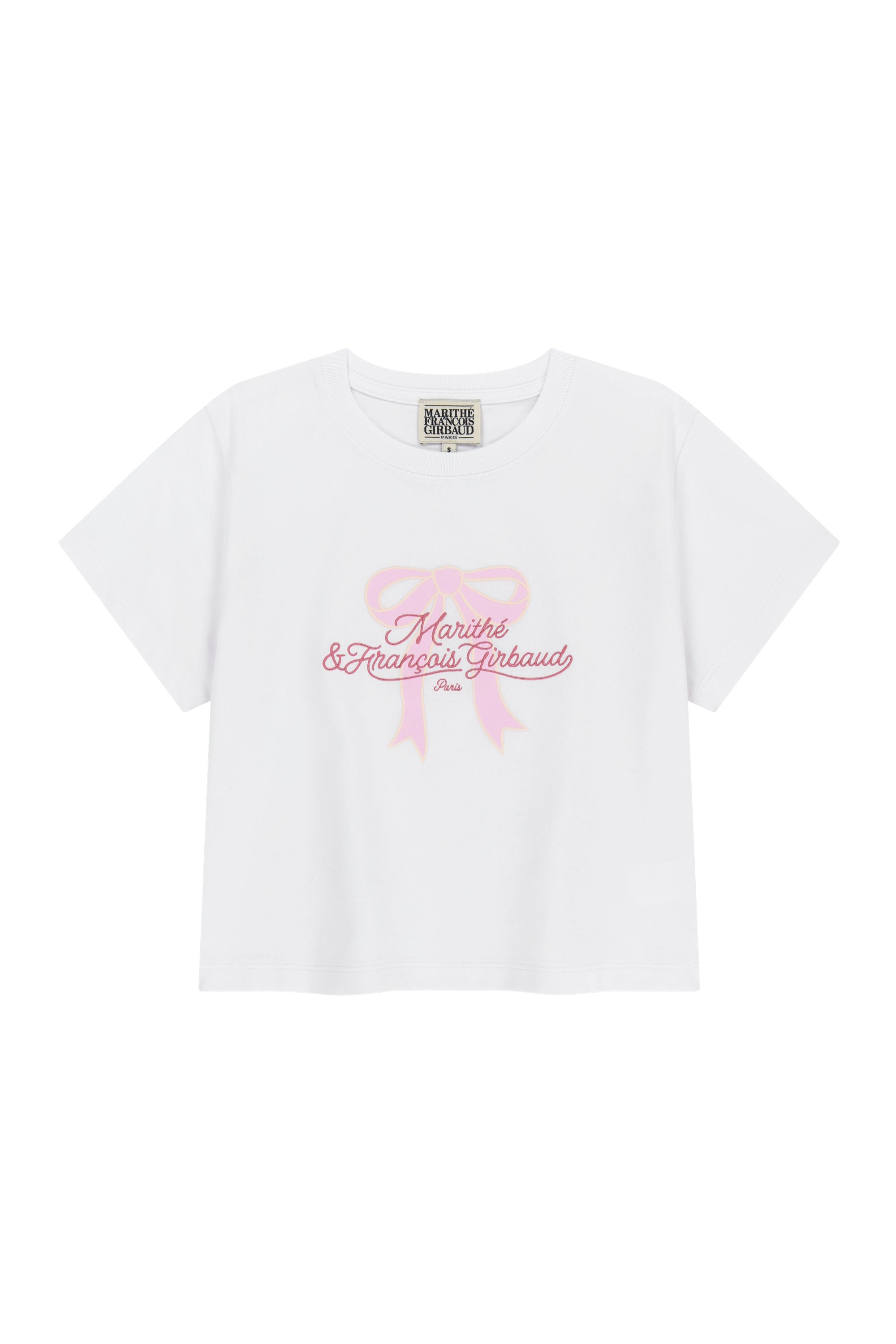 W Sorona Cool Ribbon Graphic Crop Tee White