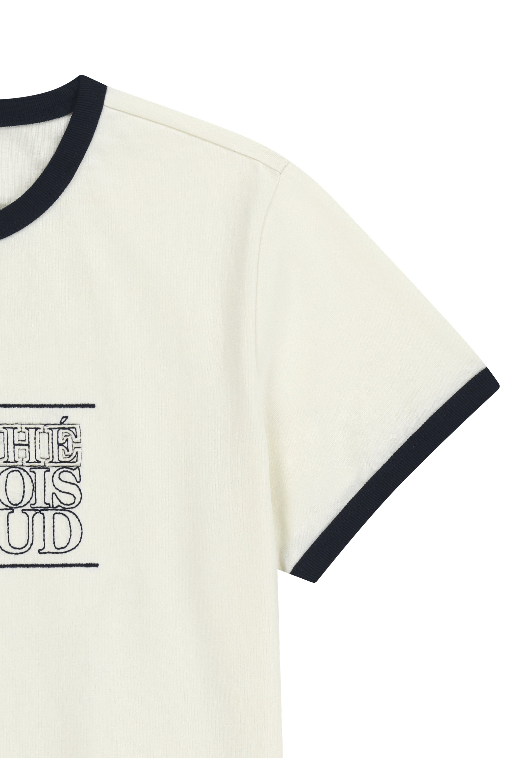 W Classic Logo Applique Ringer Tee Ivory