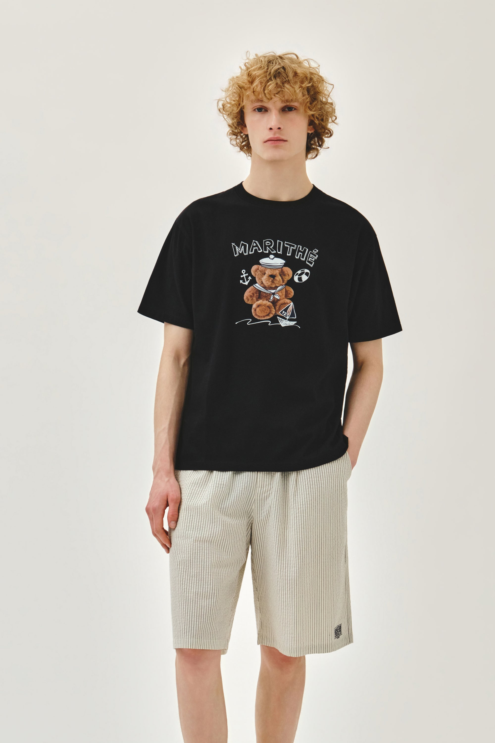 Marine Drawing Doodle Graphic Tee Black