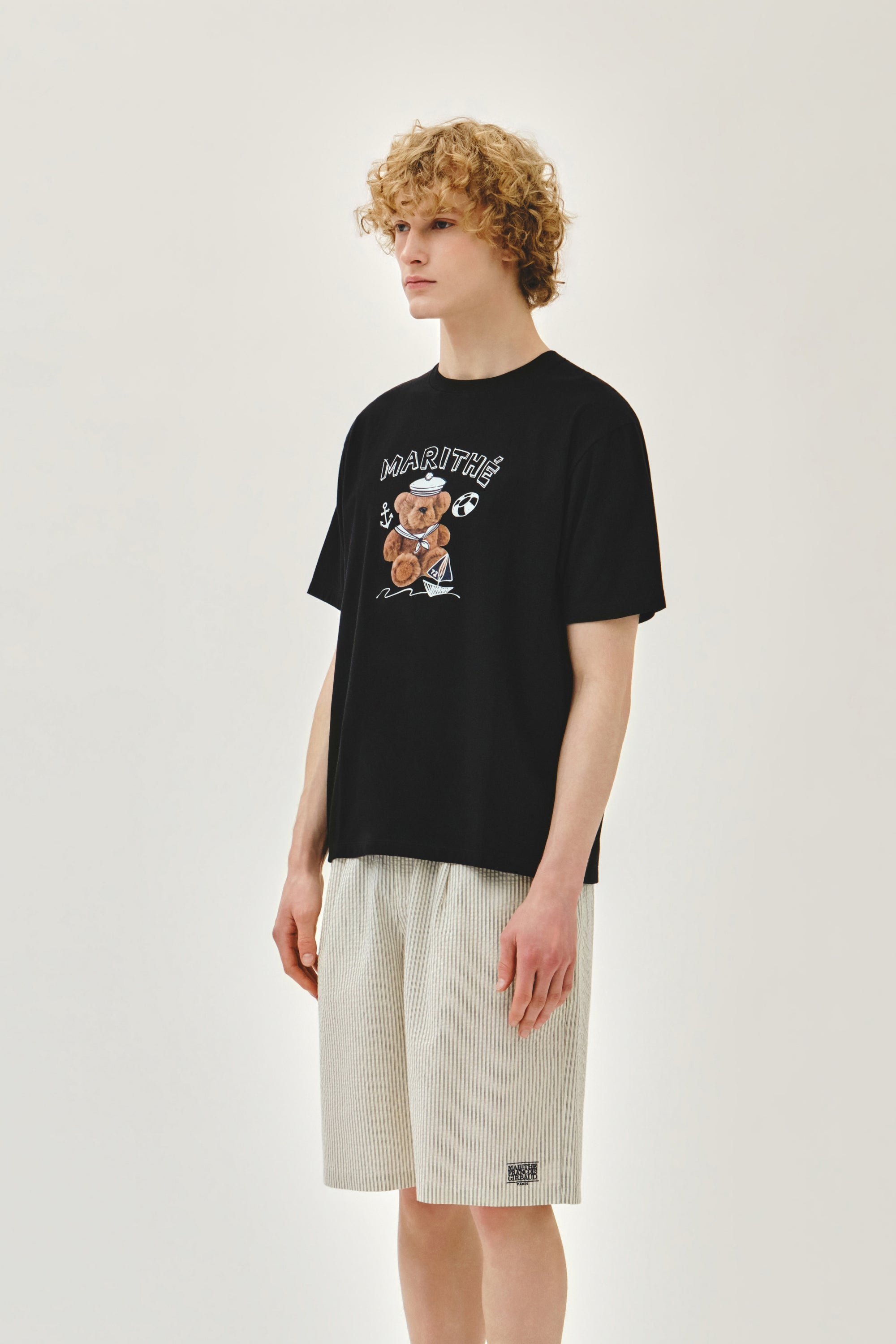 Marine Drawing Doodle Graphic Tee Black