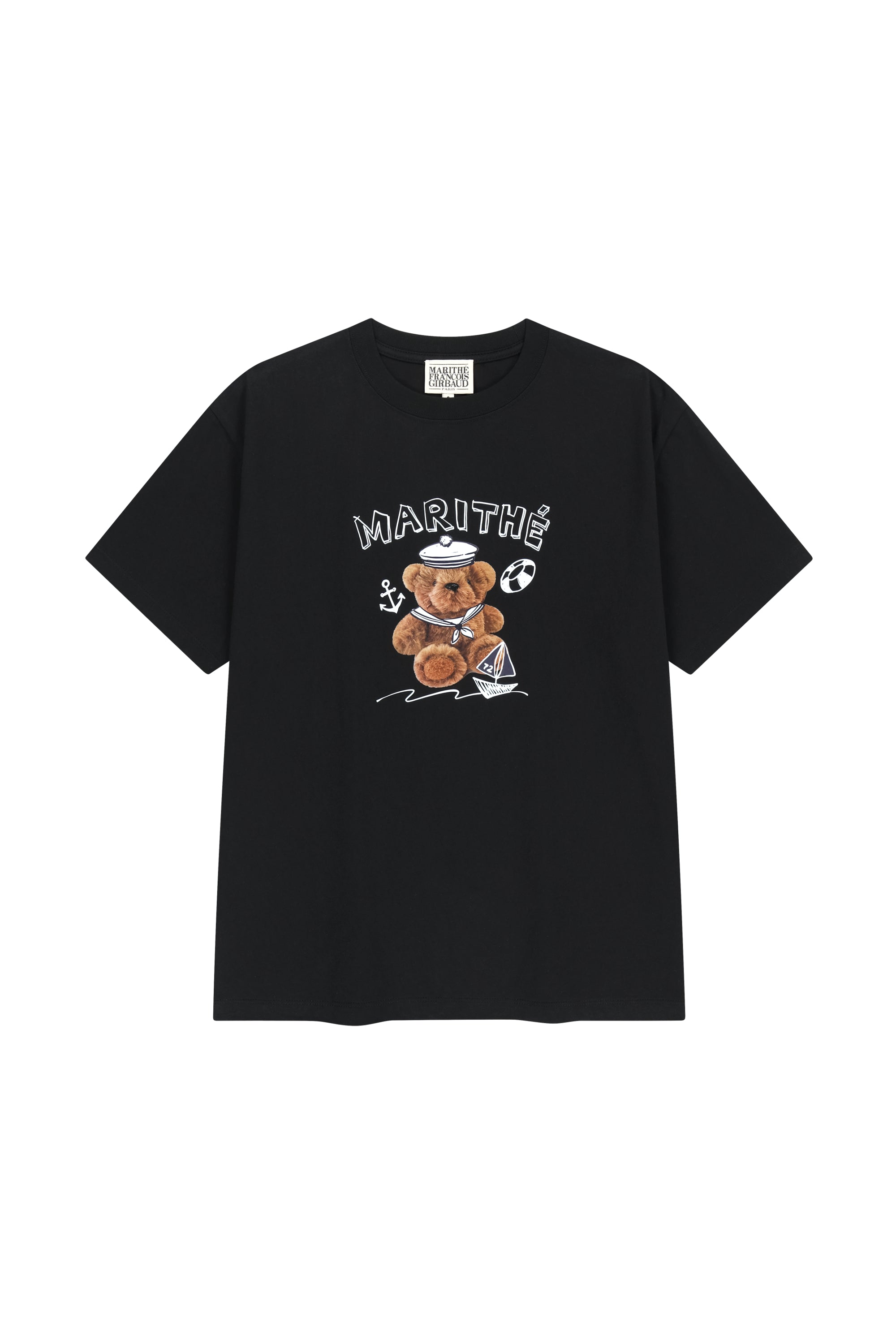 Marine Drawing Doodle Graphic Tee Black