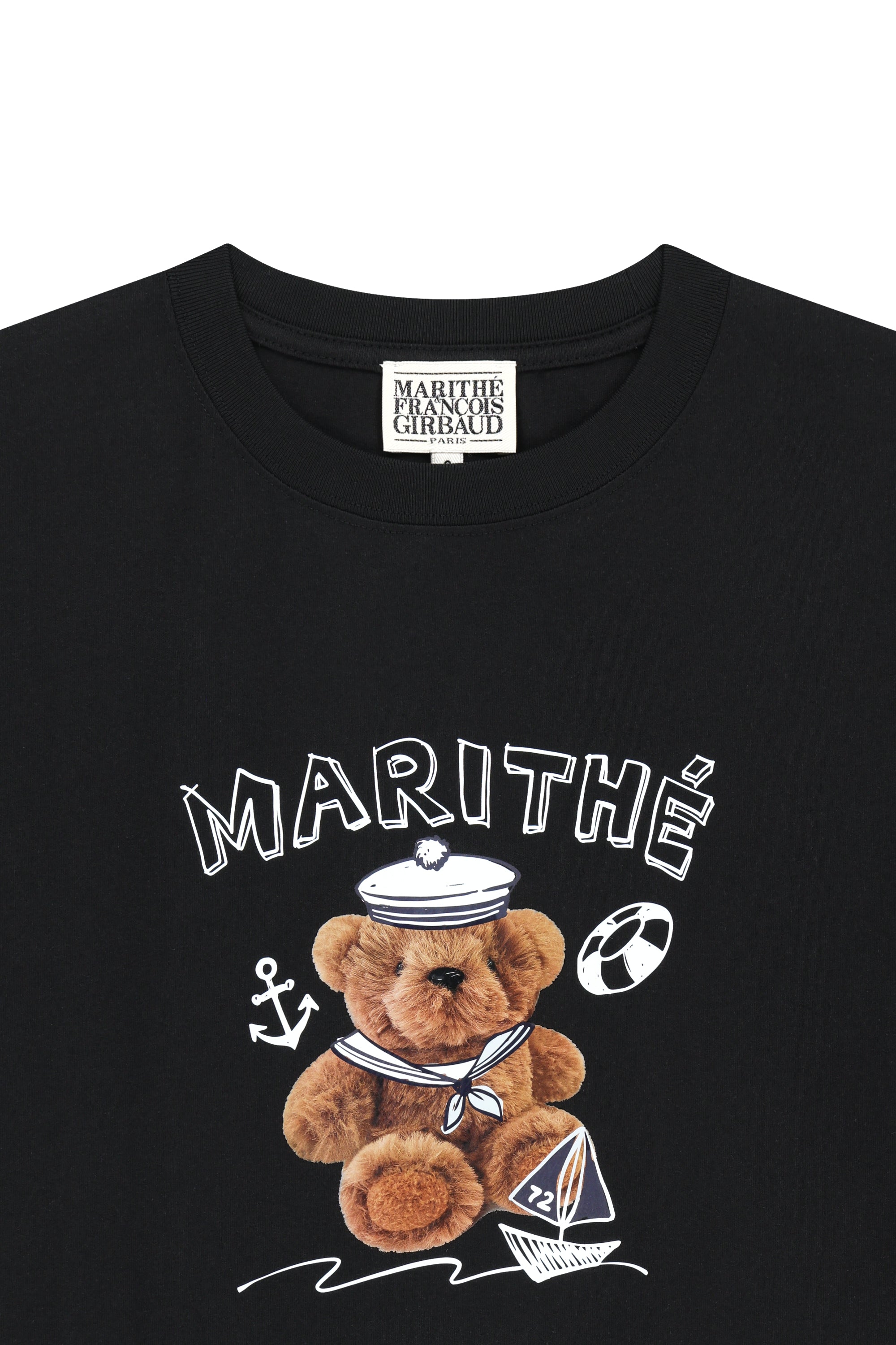 Marine Drawing Doodle Graphic Tee Black