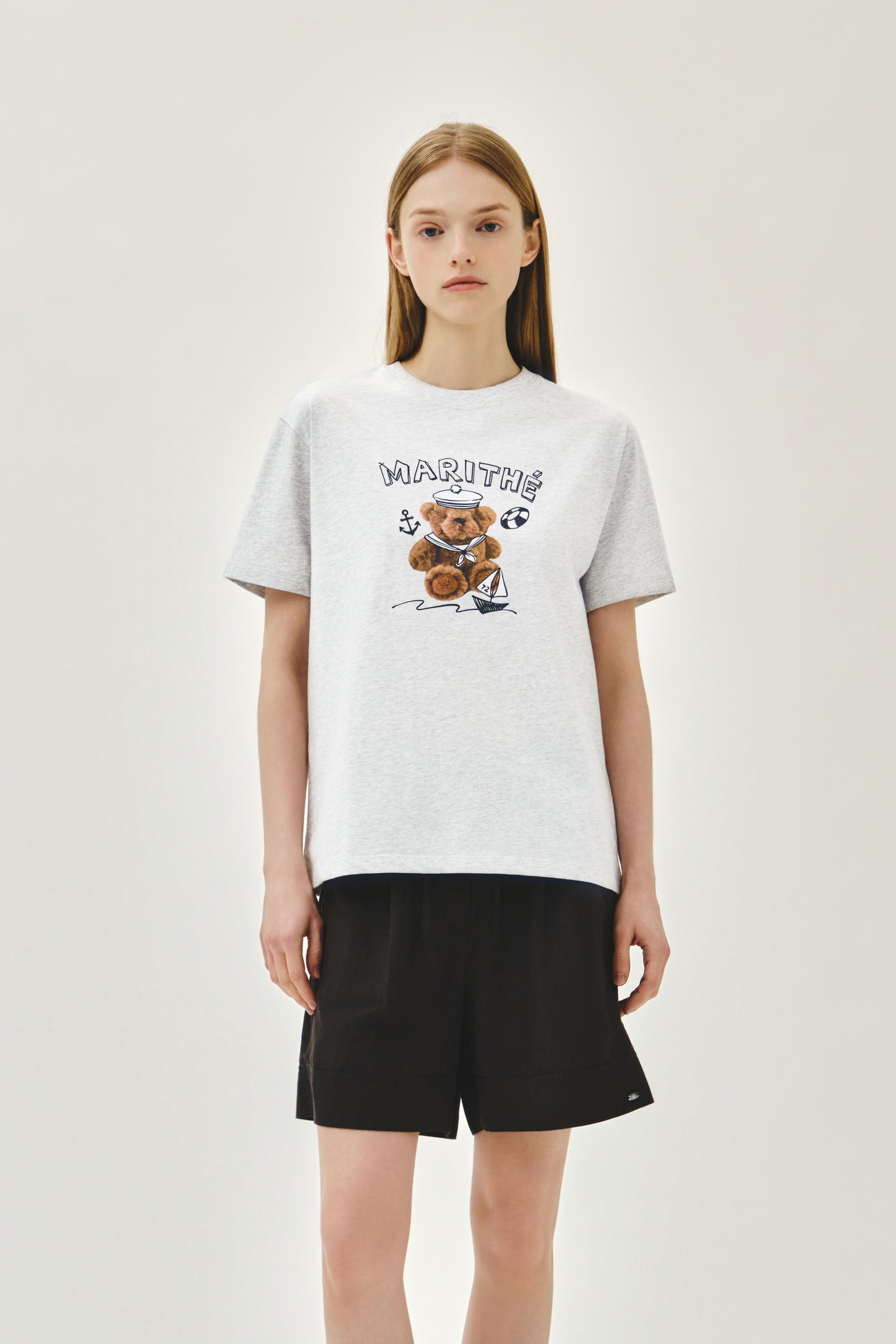 Marine Drawing Doodle Graphic Tee Light Heather Gray