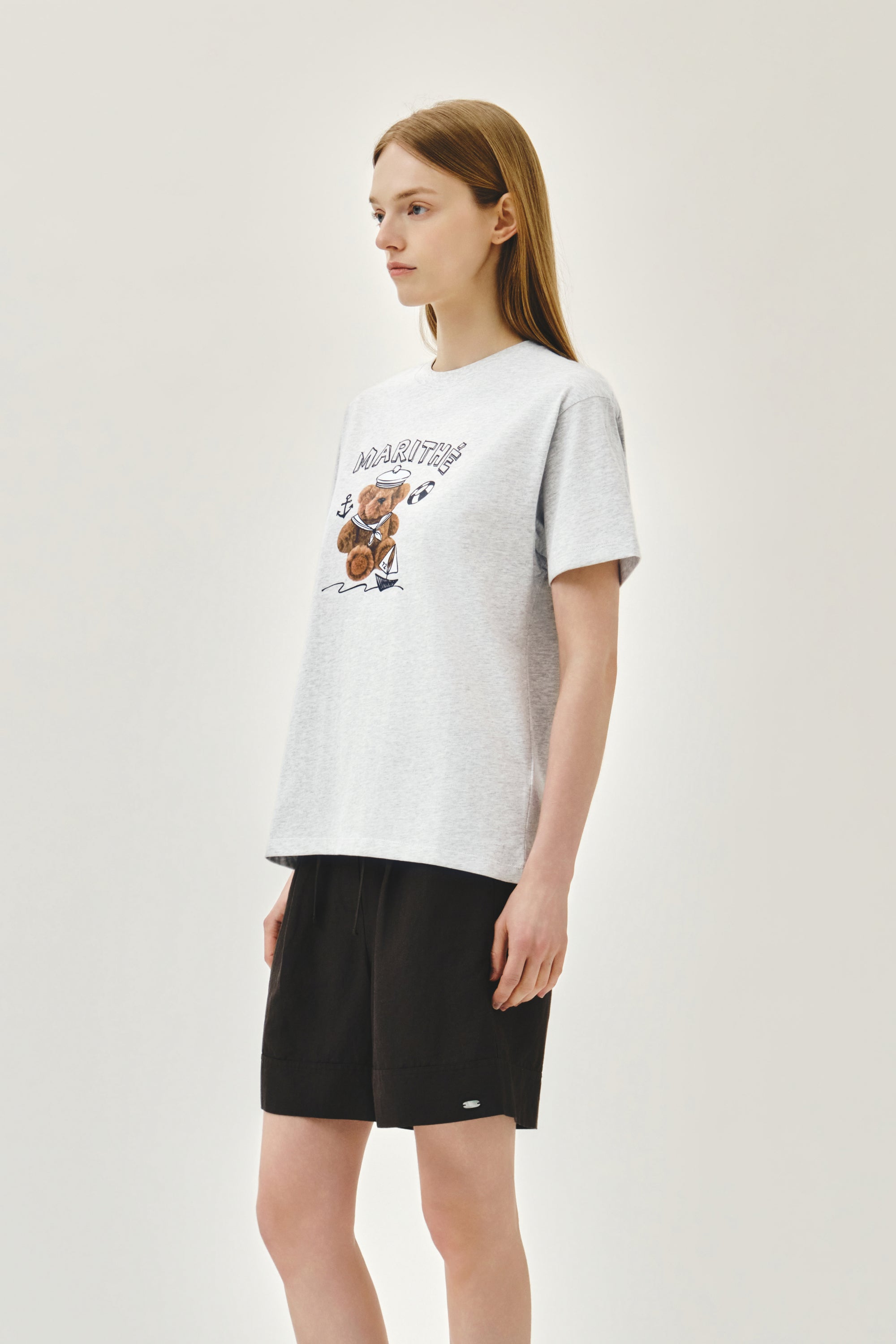 Marine Drawing Doodle Graphic Tee Light Heather Gray