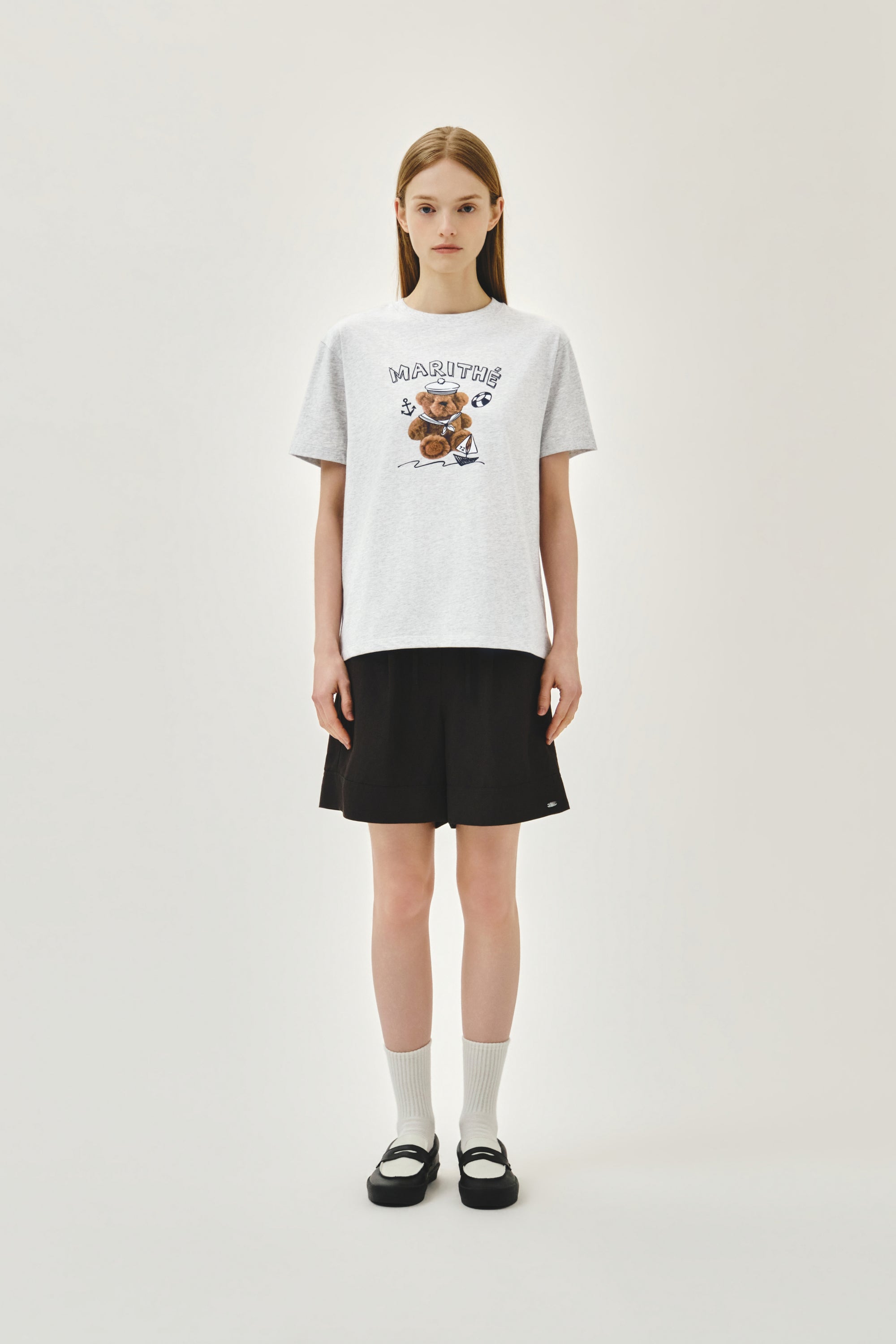 Marine Drawing Doodle Graphic Tee Light Heather Gray
