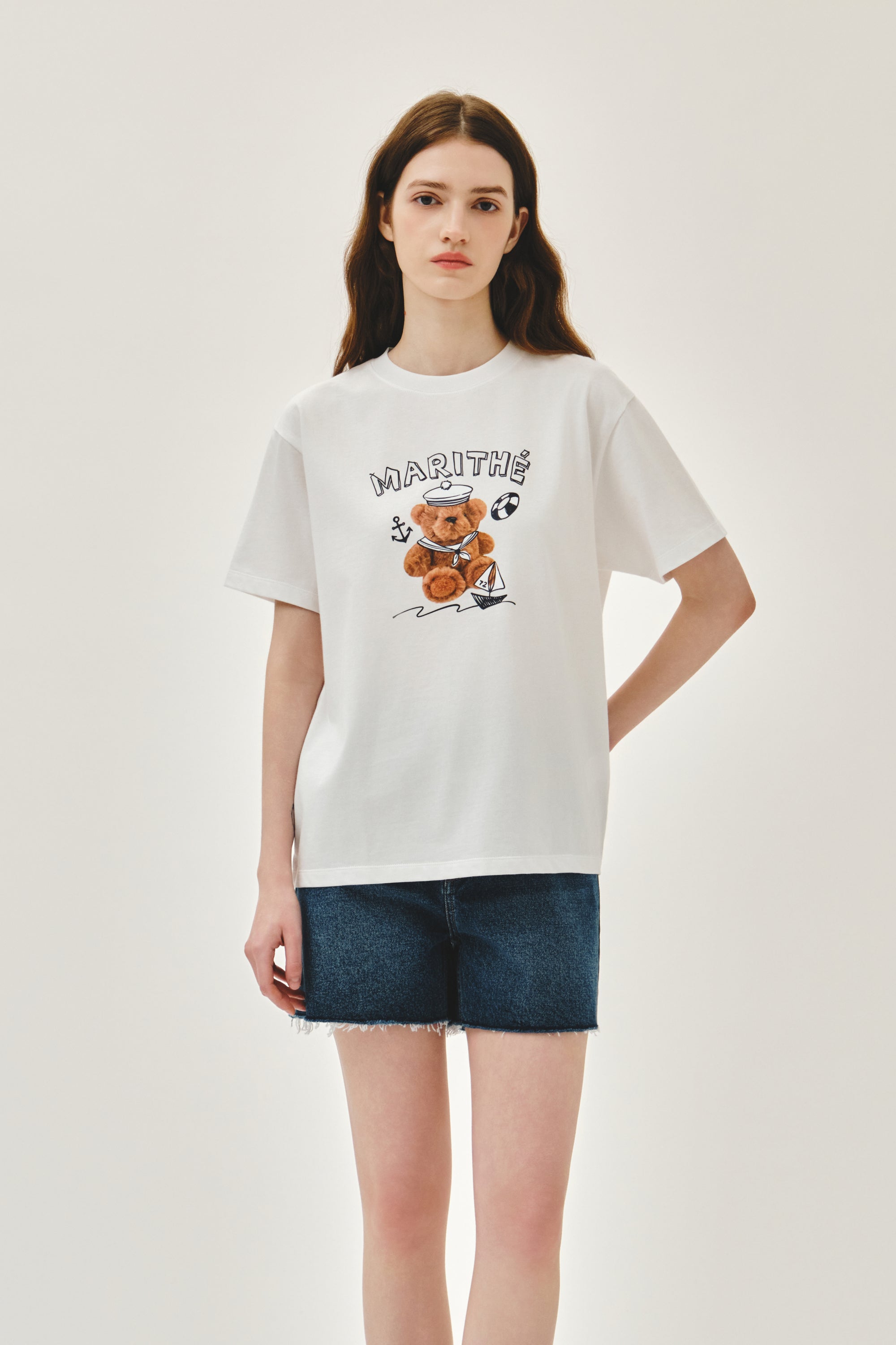 Marine Drawing Doodle Graphic Tee White