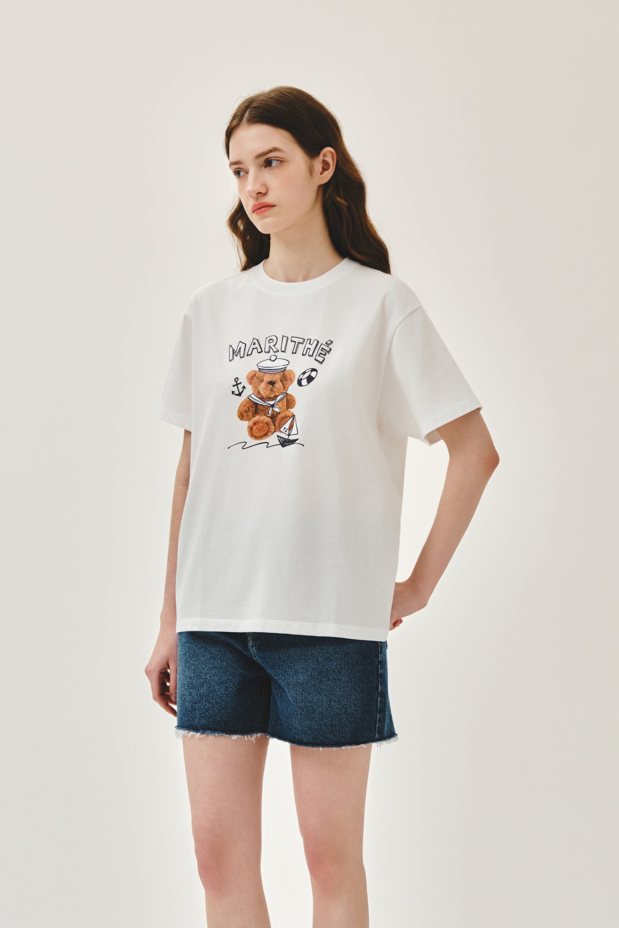Marine Drawing Doodle Graphic Tee White