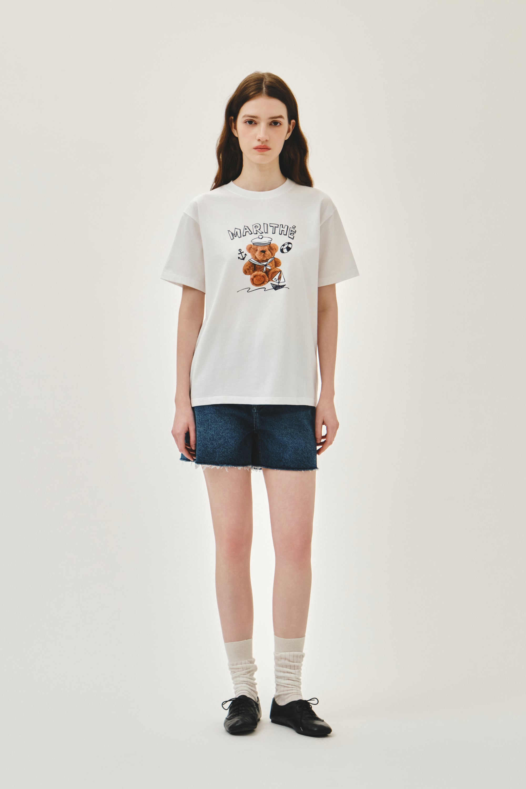 Marine Drawing Doodle Graphic Tee White