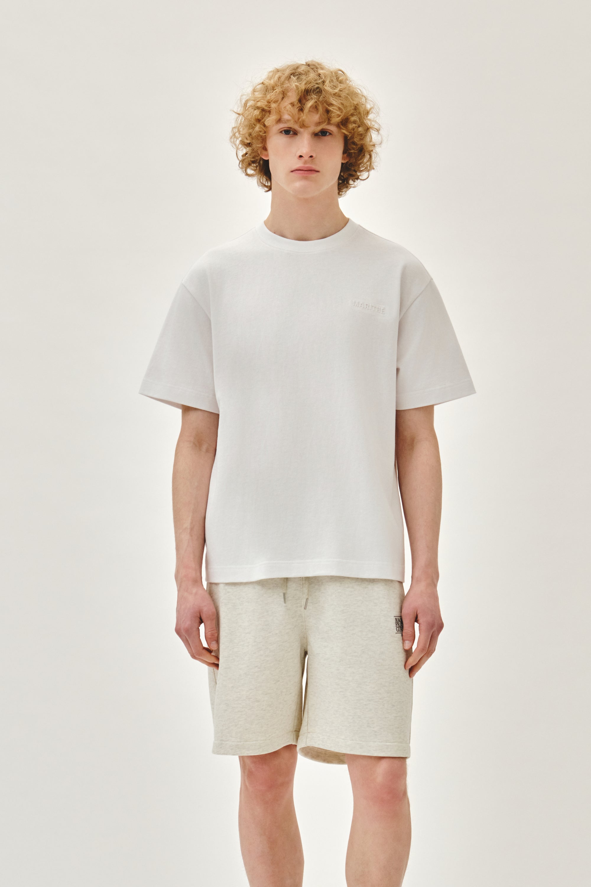 Semi Oversized Embo Logo Tee White