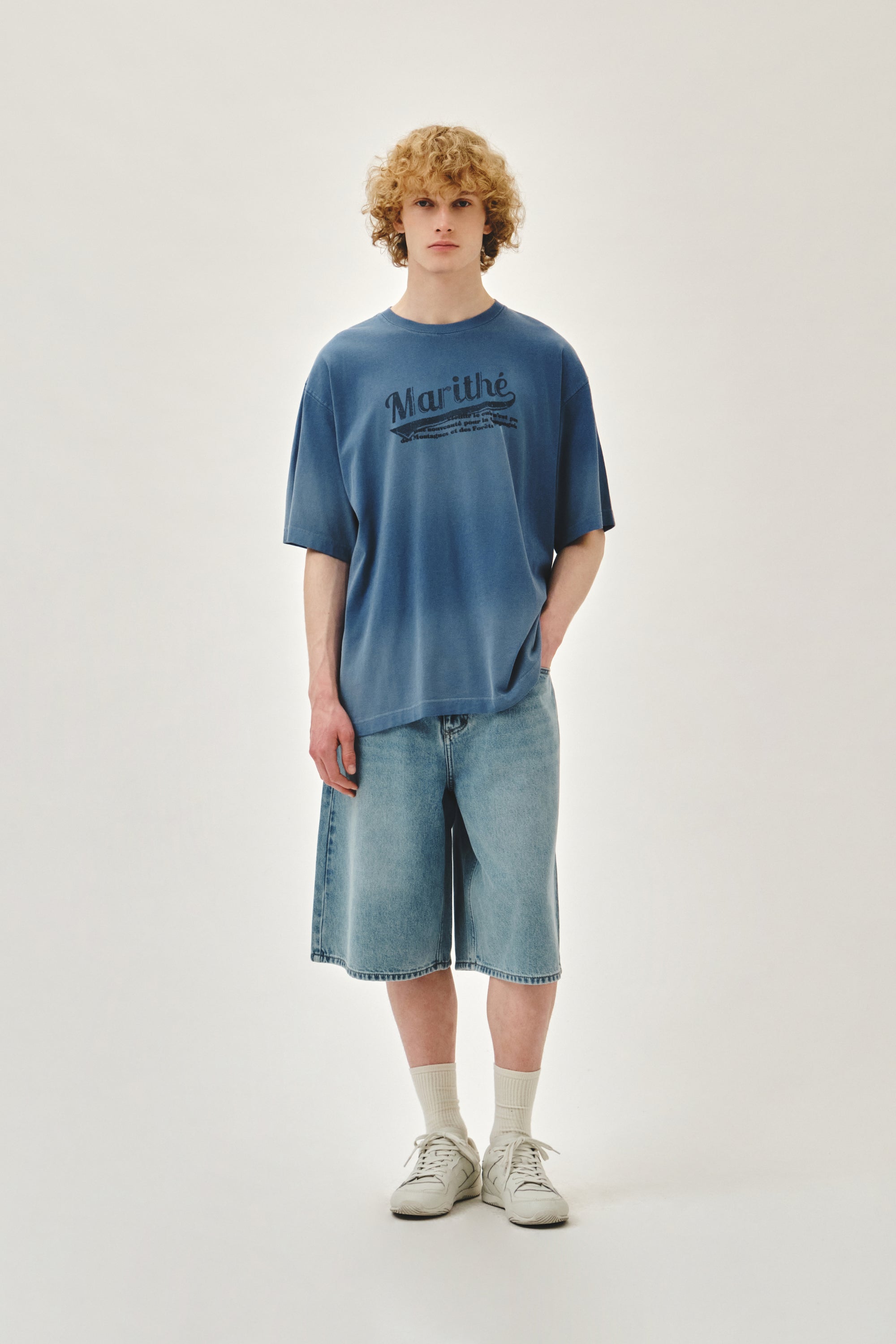 Gradation Oversized Dyeing Tee Blue