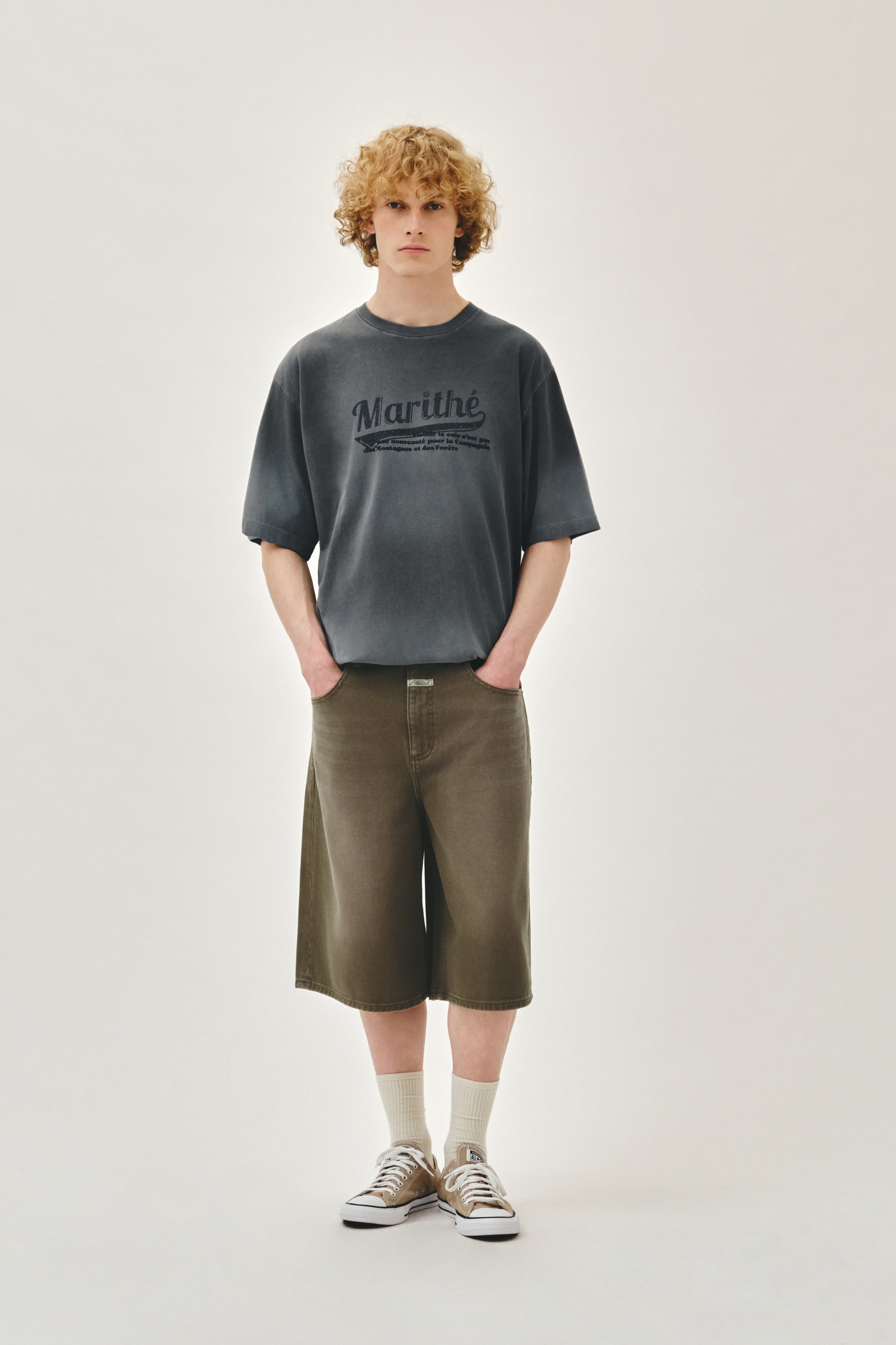 Gradation Oversized Dyeing Tee Charcoal