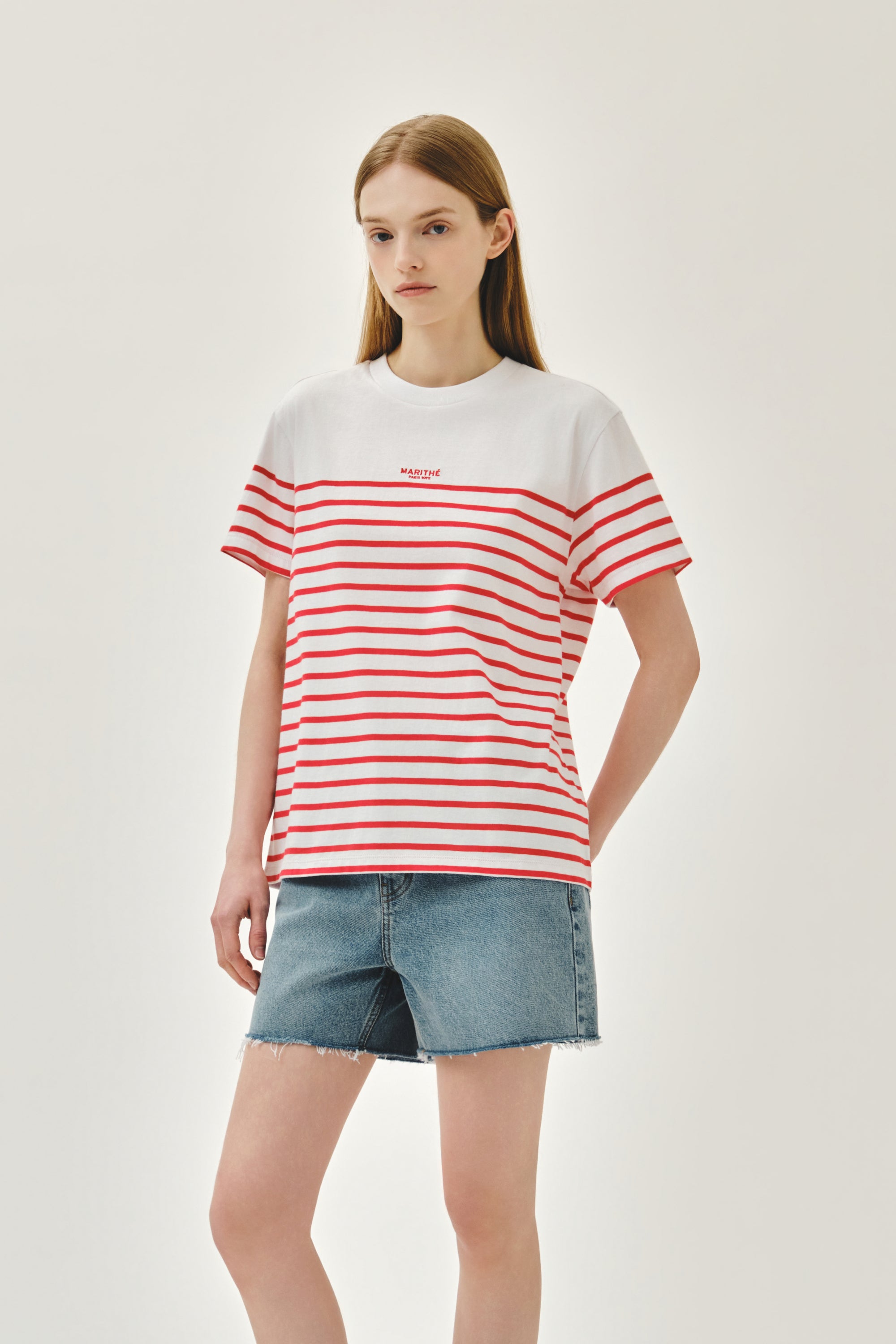 Block Stripe Tee Red