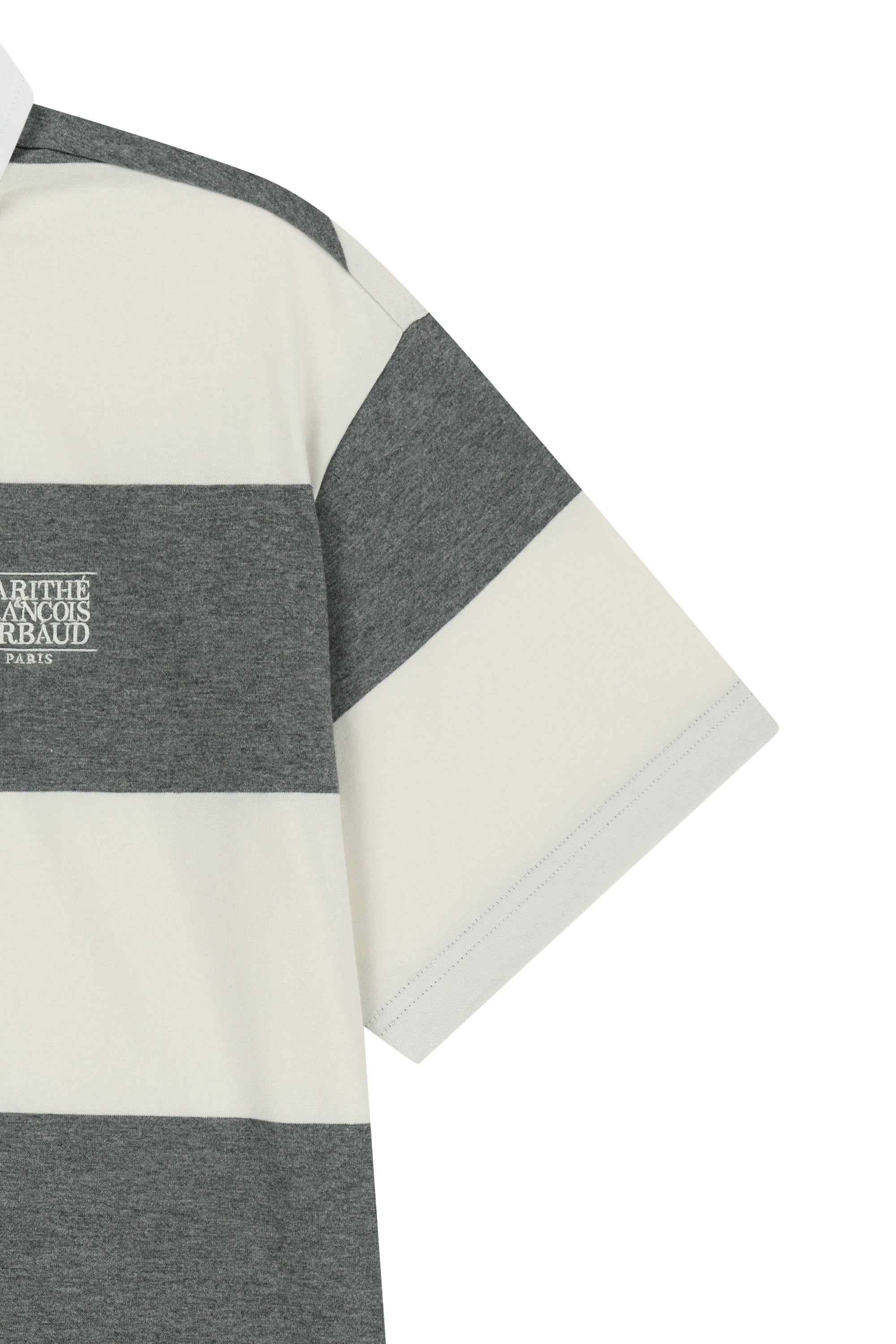 Rugby Stripe Oversized Collar Tee Ivory