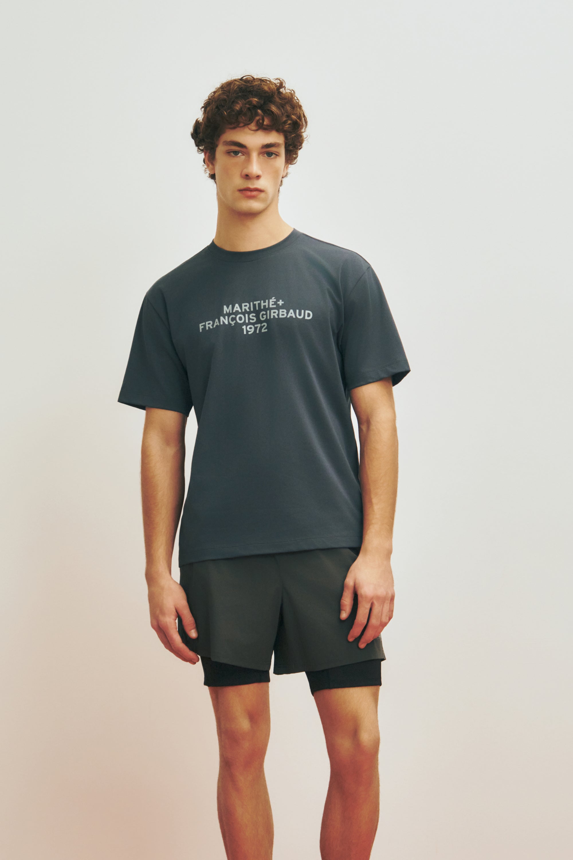 Marithe Sport Lettering Logo Tee Charcoal