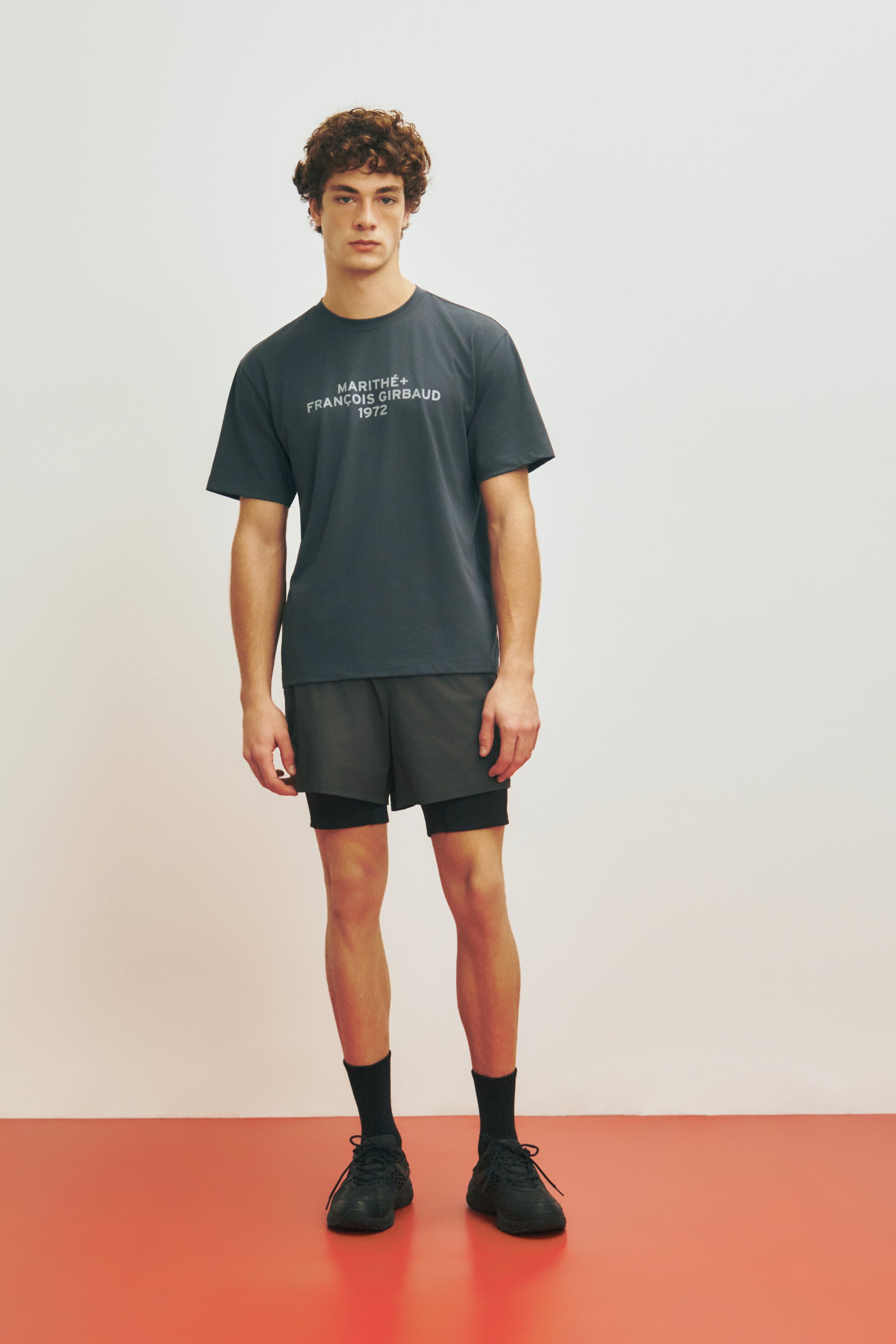 Marithe Sport Lettering Logo Tee Charcoal