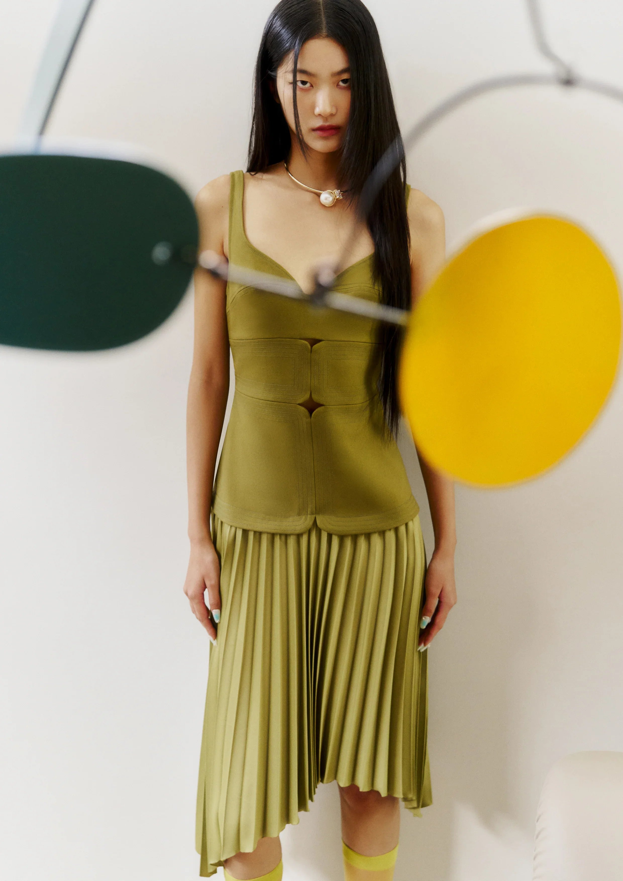 Quinn Star Cutout Pleated Metallic Skirt Sleeveless Midi Dress