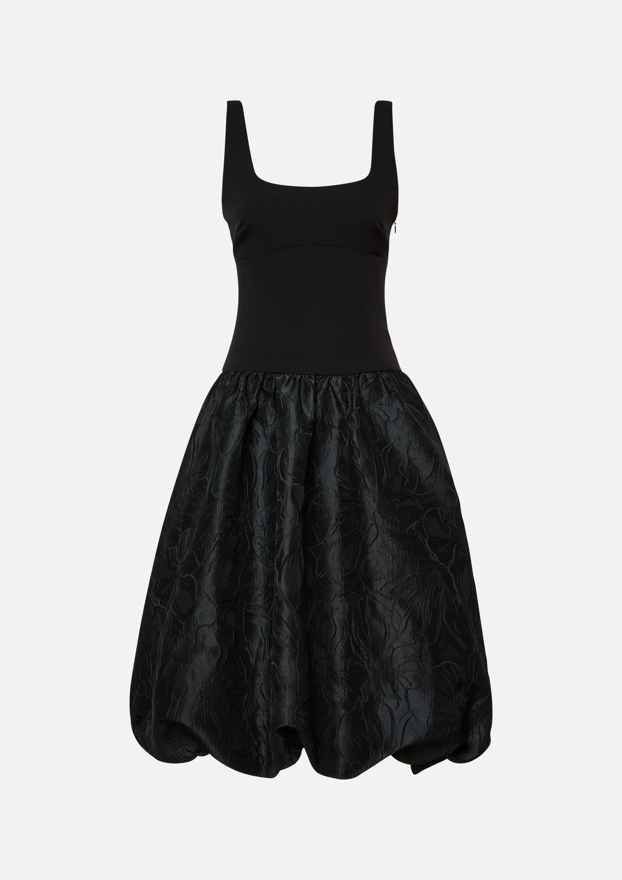 เดรสสั้นคอหัวใจกระโปรงบอลลูนลายดอกไม้