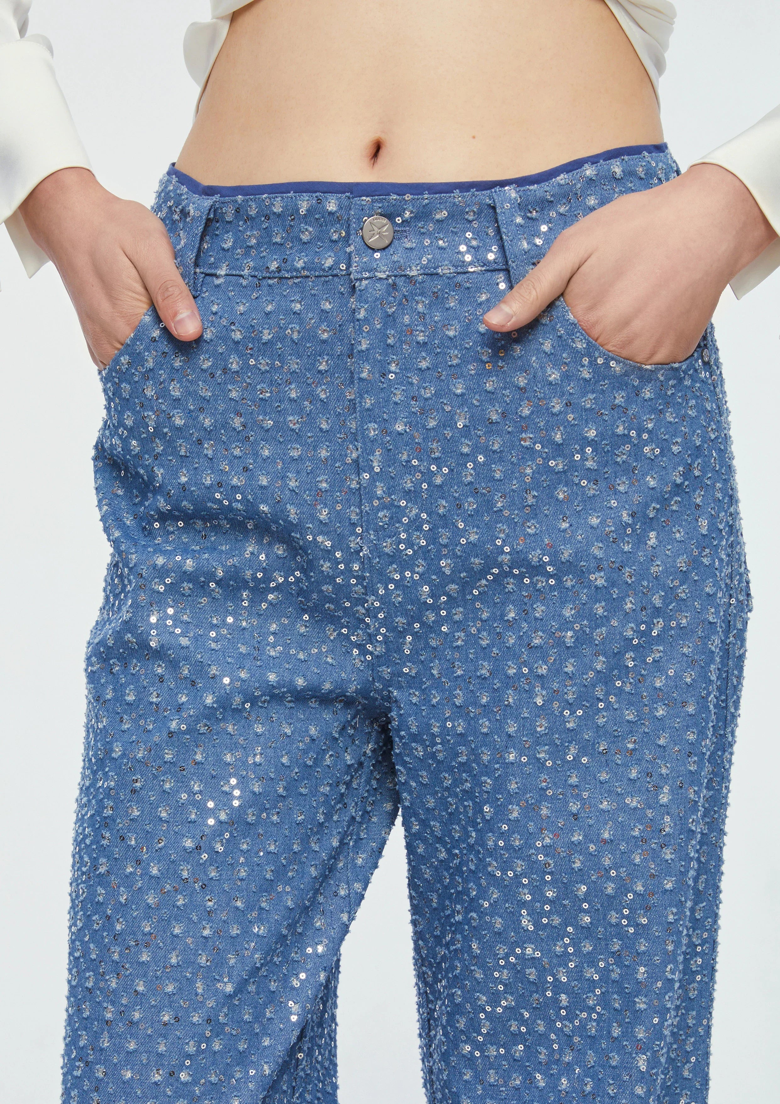 กางเกงเดนิมขายาวแต่งเลื่อม