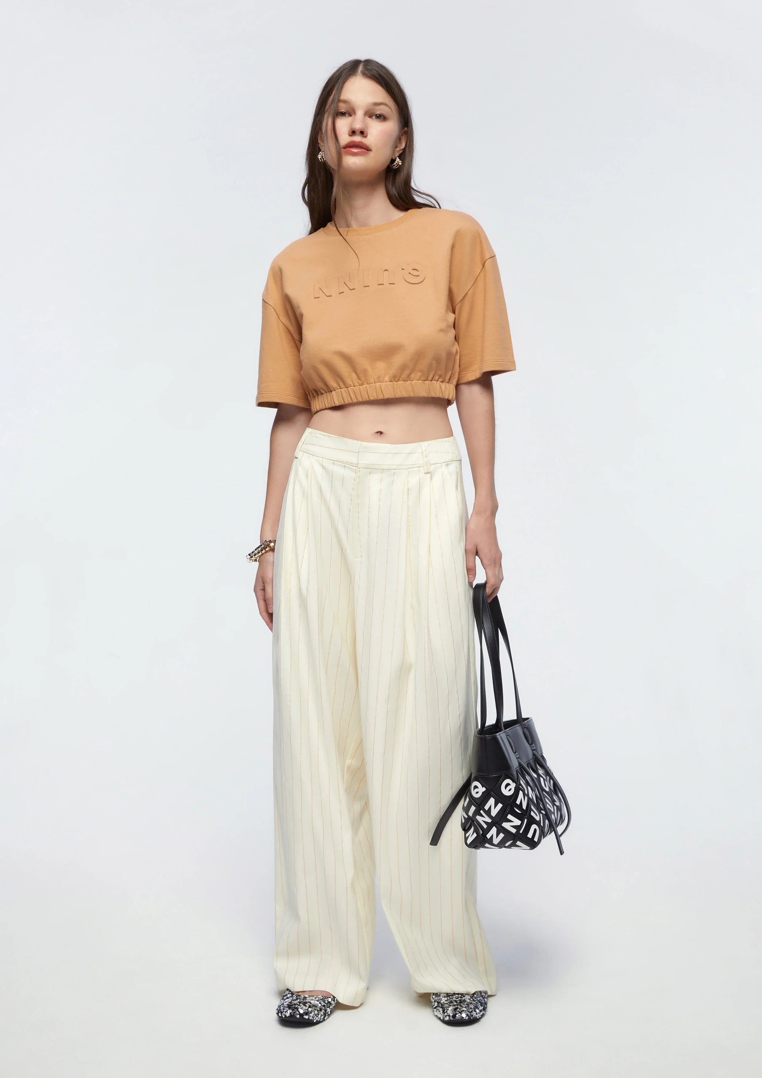High Waist Stripe Wide Leg Pants