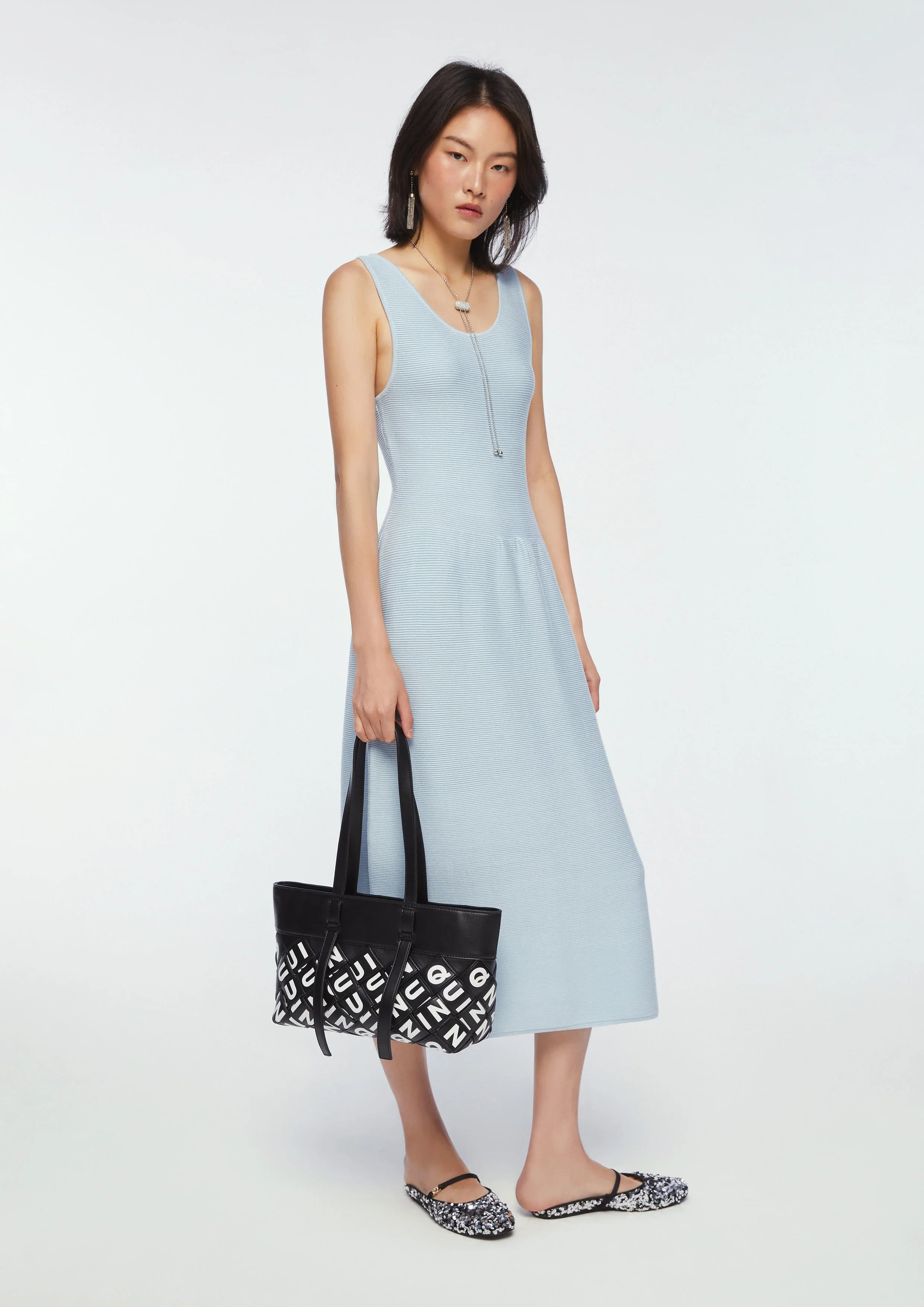 Ribbed Knit Sleeveless Midi Dress