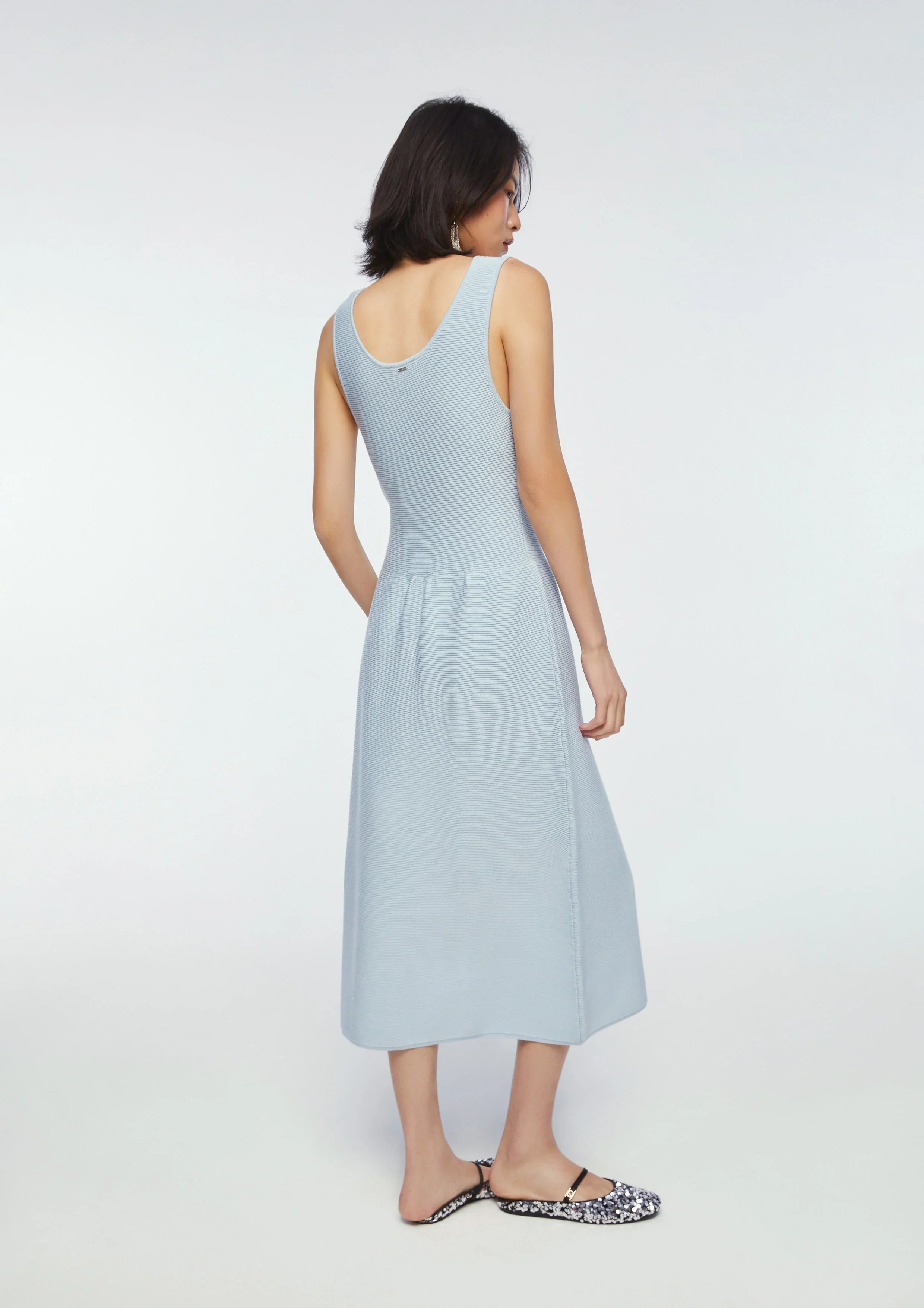 Ribbed Knit Sleeveless Midi Dress
