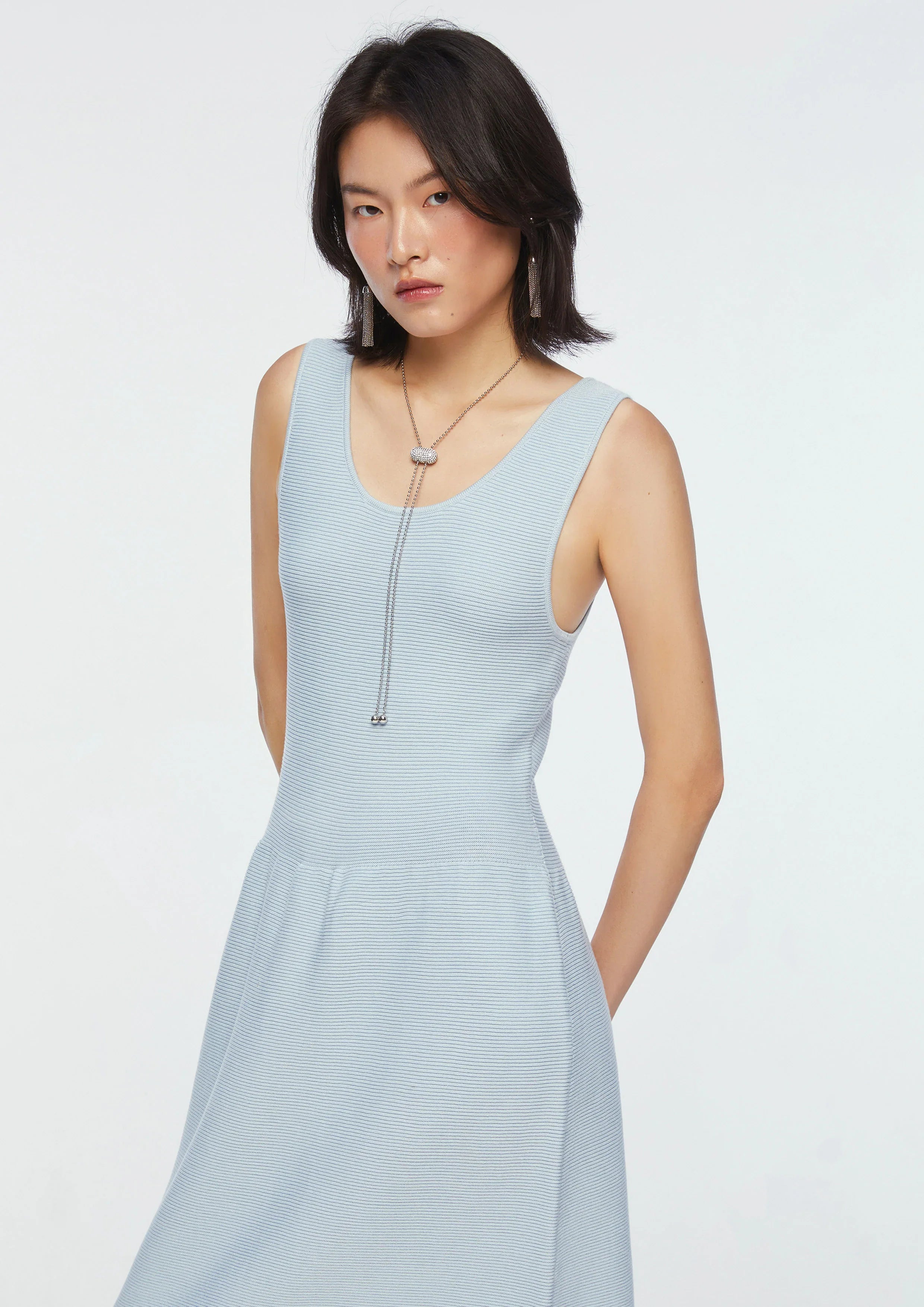 Ribbed Knit Sleeveless Midi Dress
