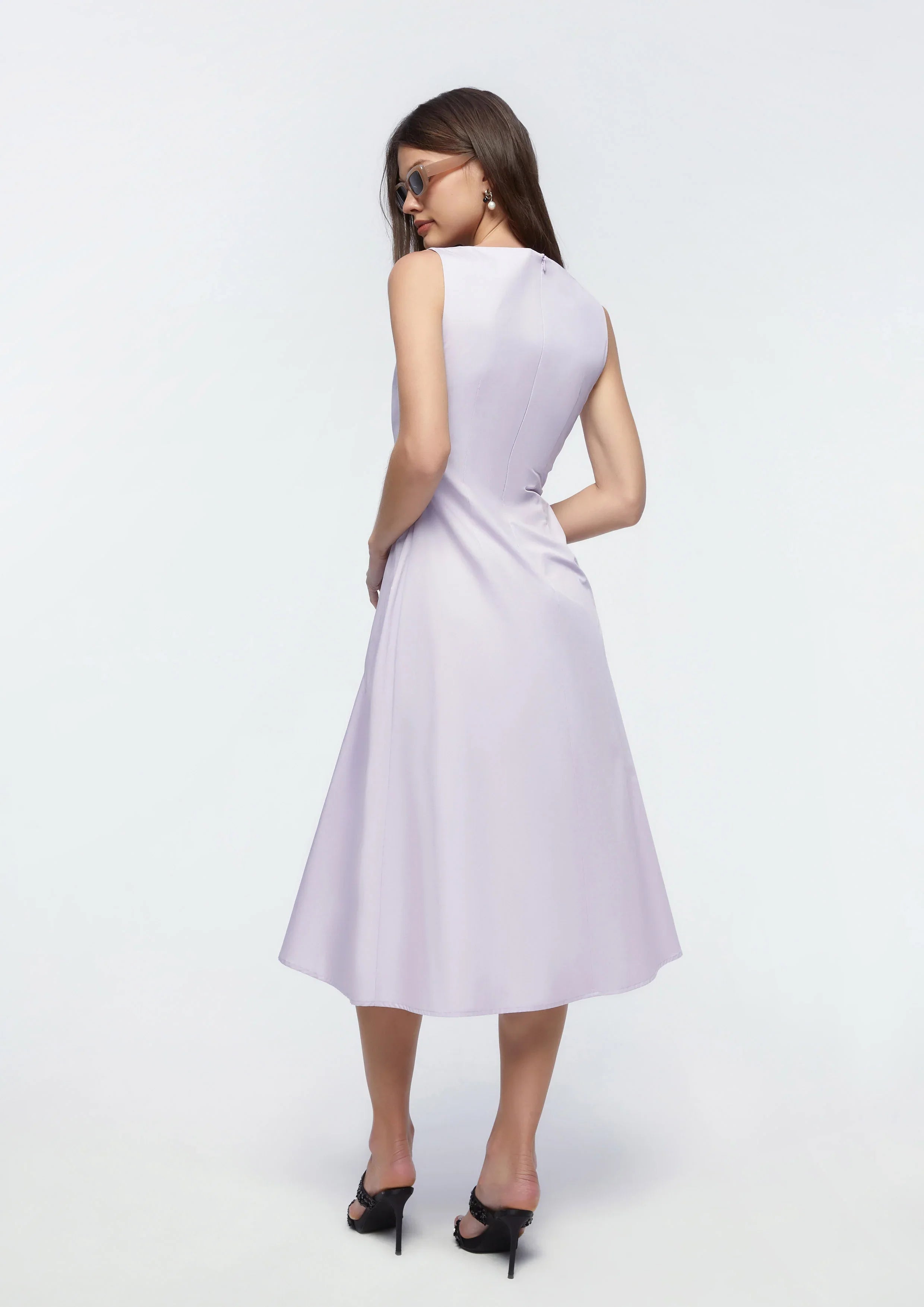 Draped Detail Sleeveless Midi Dress
