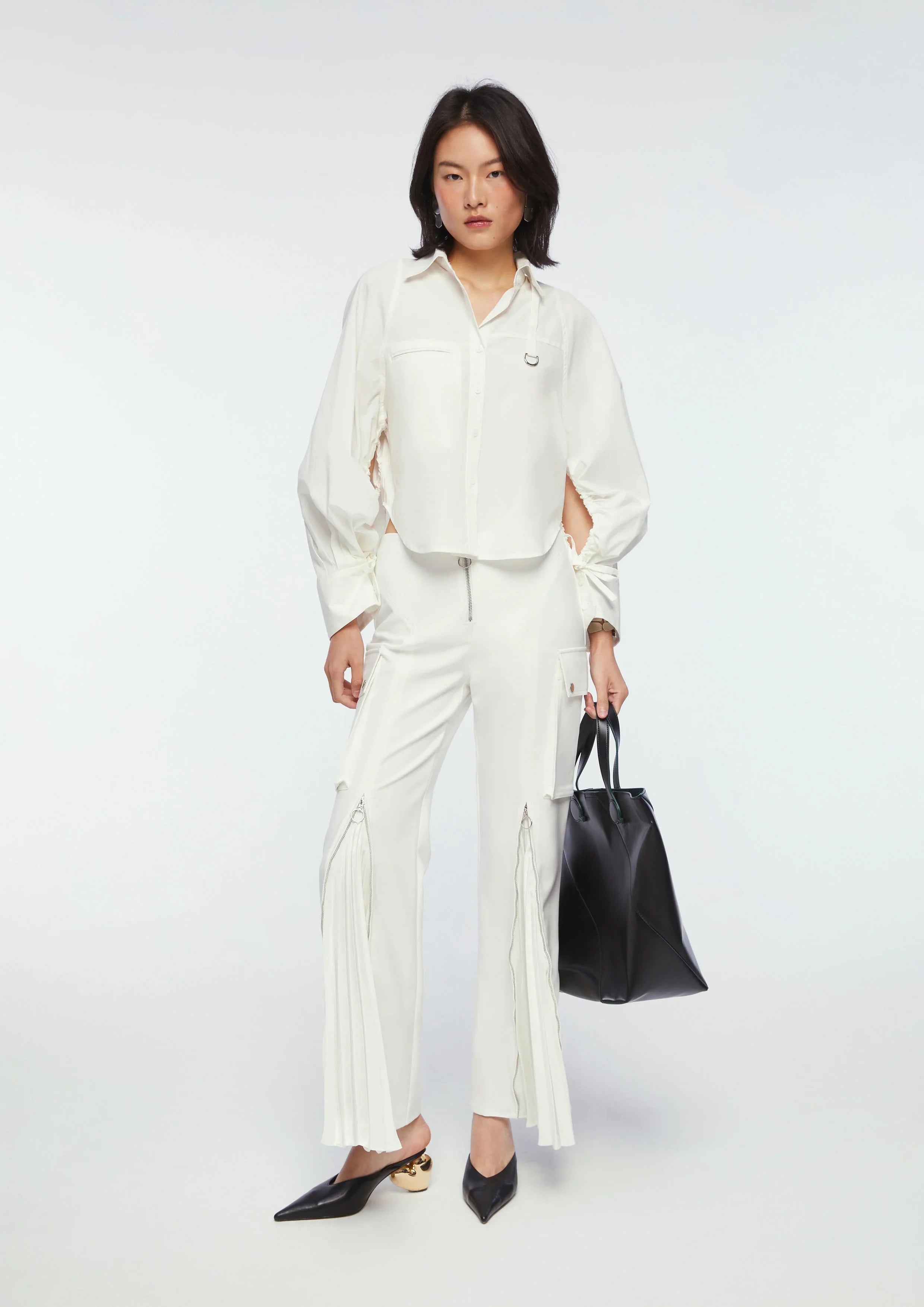 Pleated Trim Long Pants