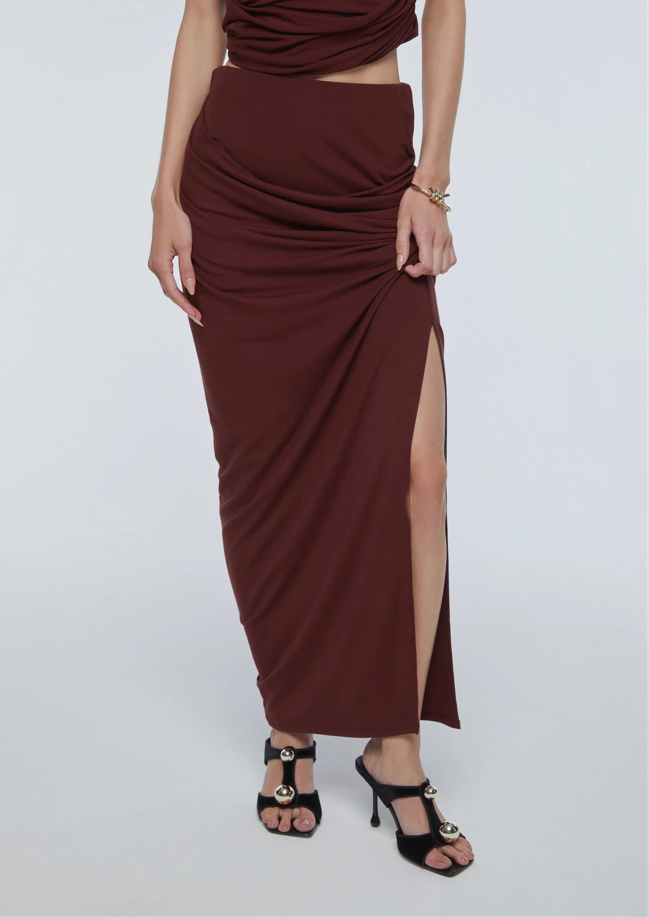 Drape Side Slit Skirt