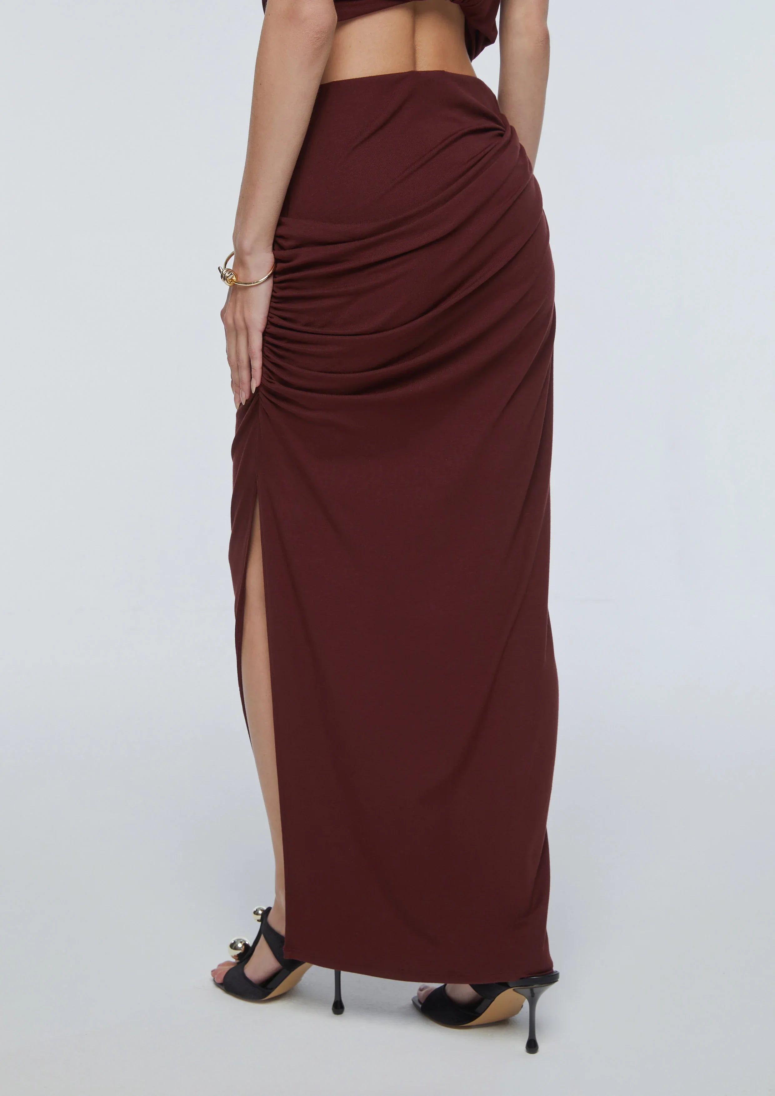 Drape Side Slit Skirt