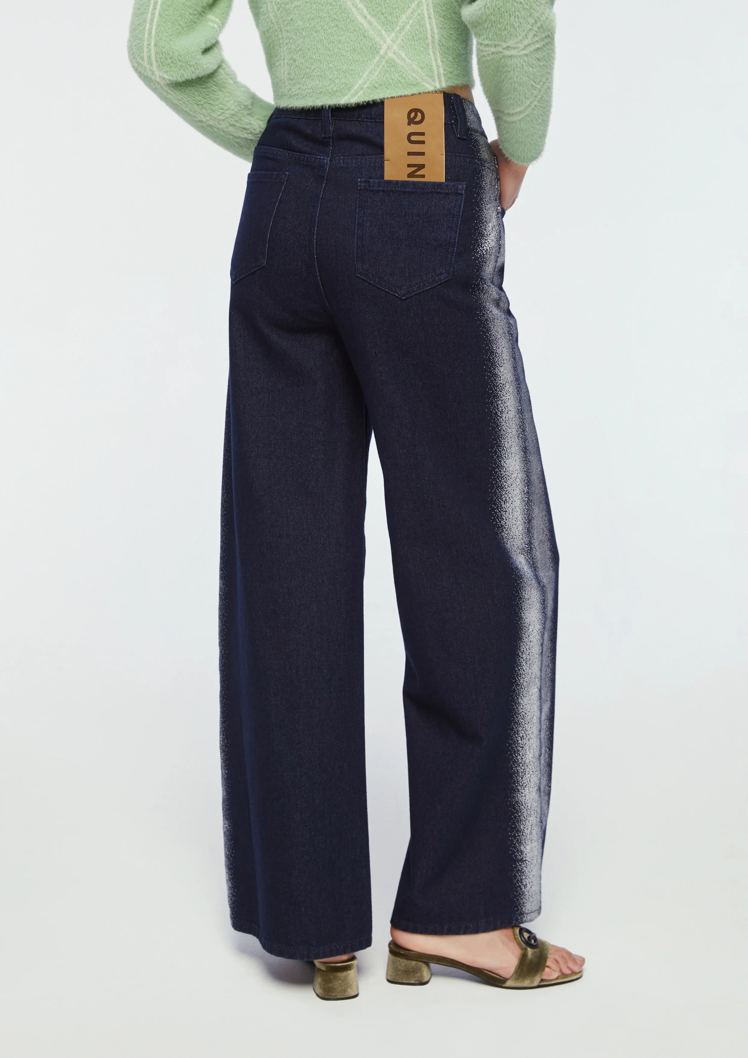 Side Spray Effect Denim Pants