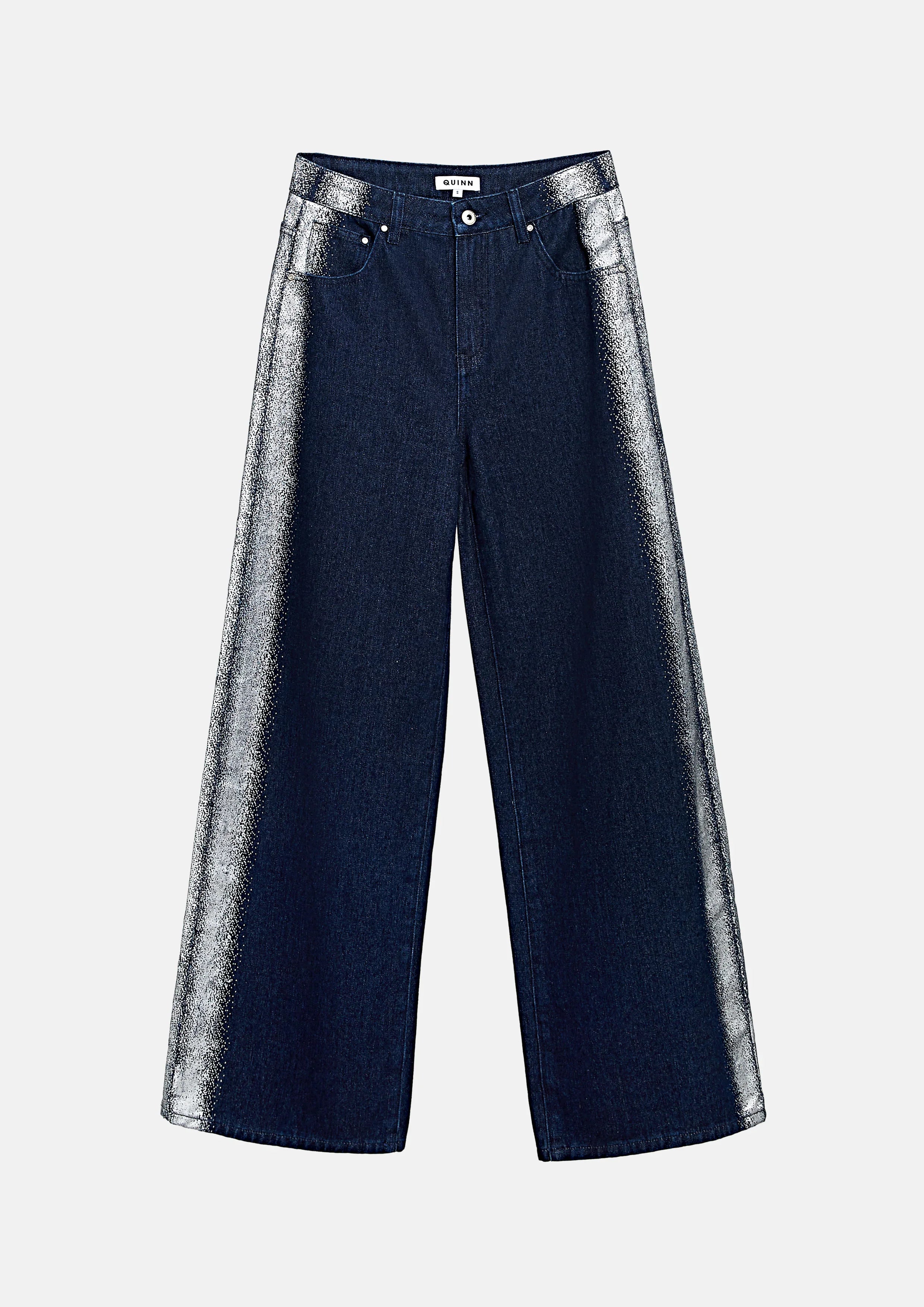Side Spray Effect Denim Pants
